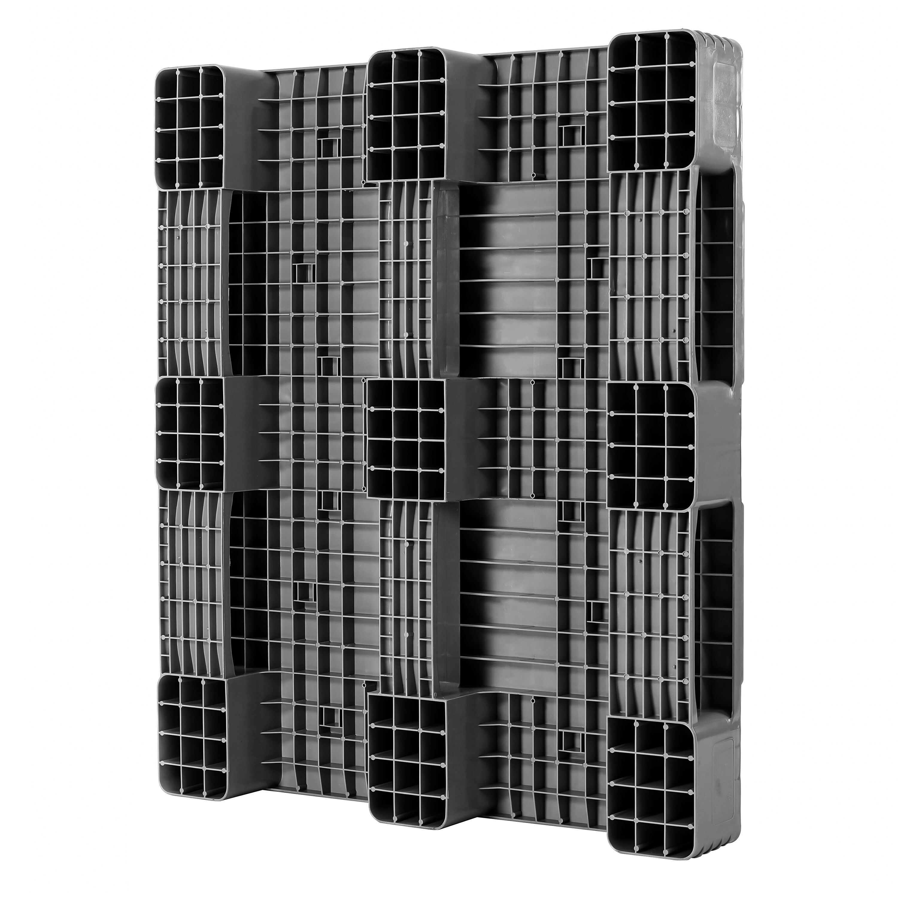 (3 pièces) Palette européenne EPAL en plastique recyclé – capacité de charge : 1000 kg – Gris foncé