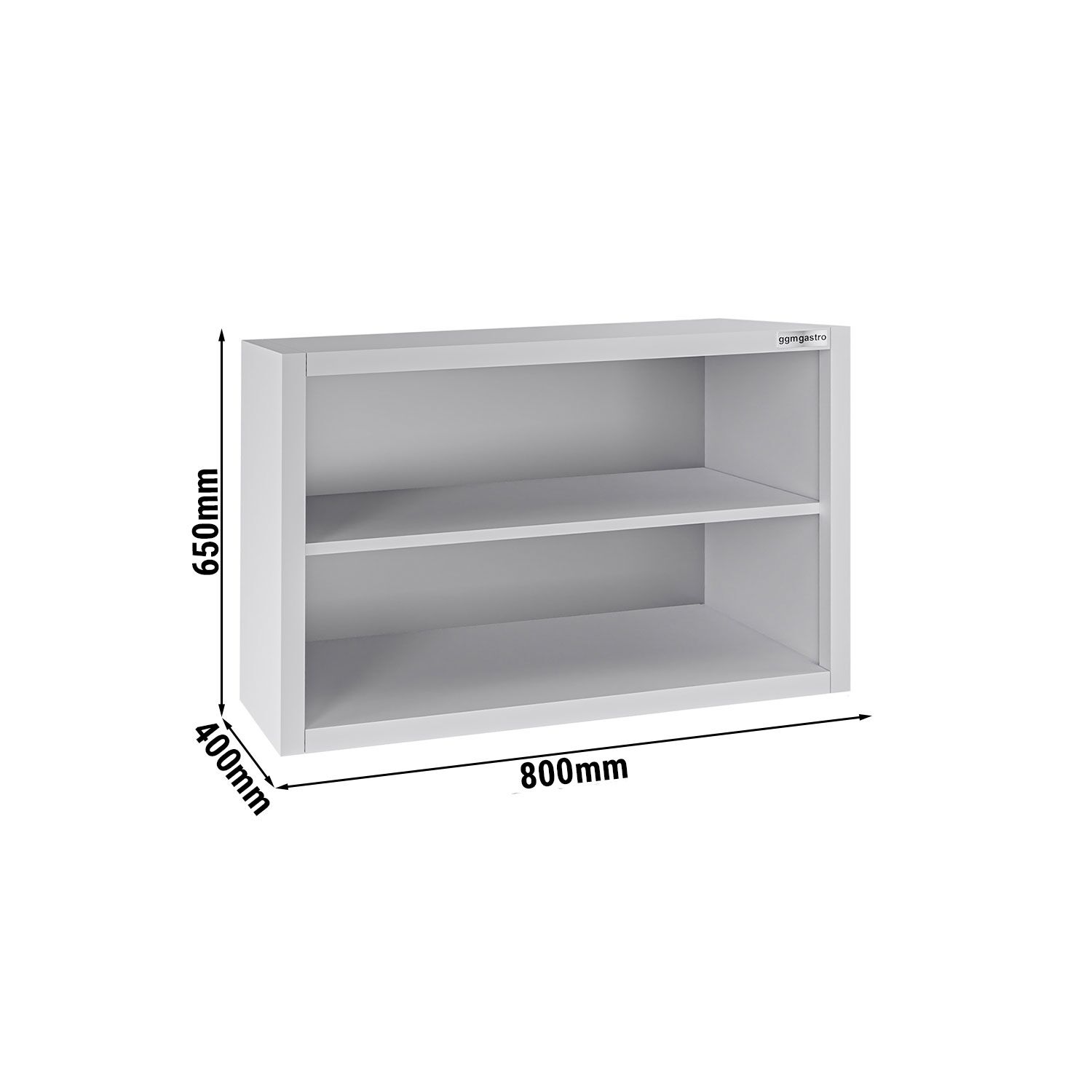 Armoire murale en acier inoxydable ECO - 800x400mm - sans portes (ouvert) - 650mm de haut