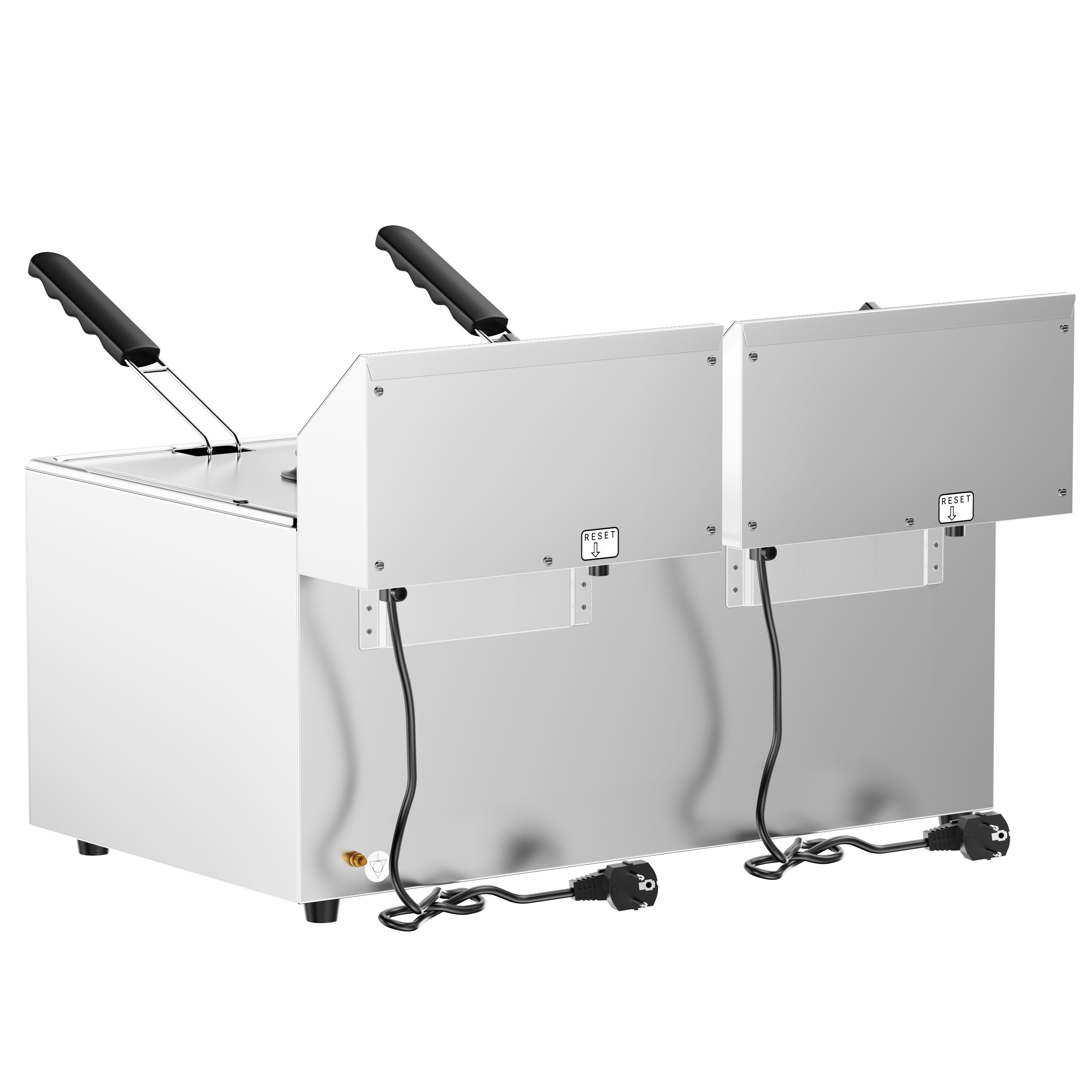 Friteuse électrique double – 12+12 litres – 6,5 kW – avec robinet de vidange