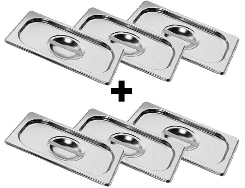 (6 pcs) Couvercle inox GN 1/4 - 265x163x7mm - Hauteur: 7mm