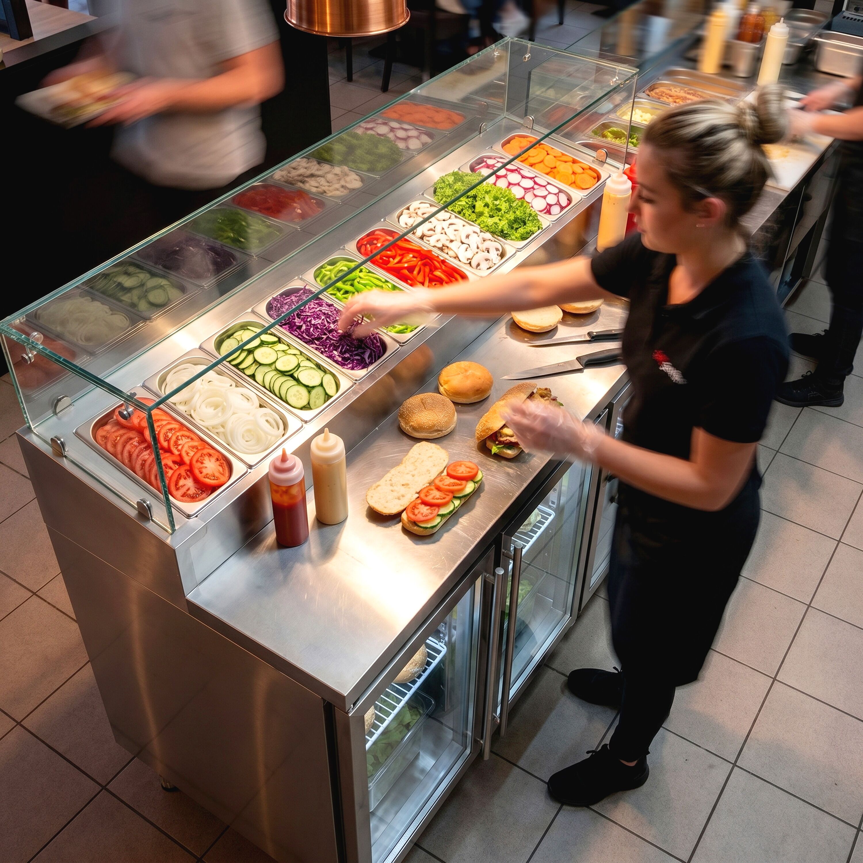 Commercial Saladette Prep Counter PREMIUM - 2020x800mm - 3 Glass Doors - for 10x GN 1/3