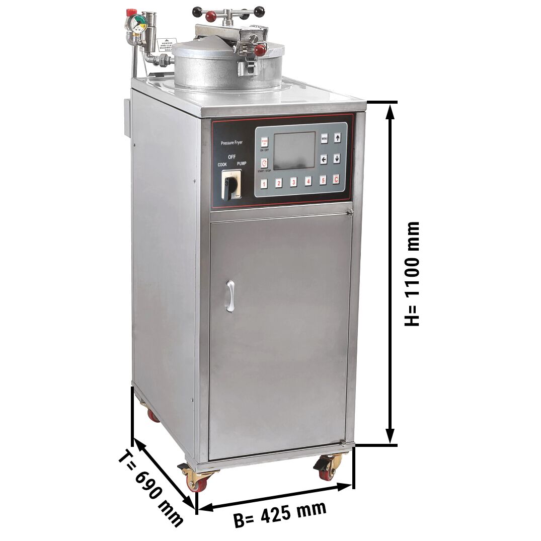 Commercial Electric Pressure Fryer - 15 litres - 4kW - Digital - with built-in oil filtration