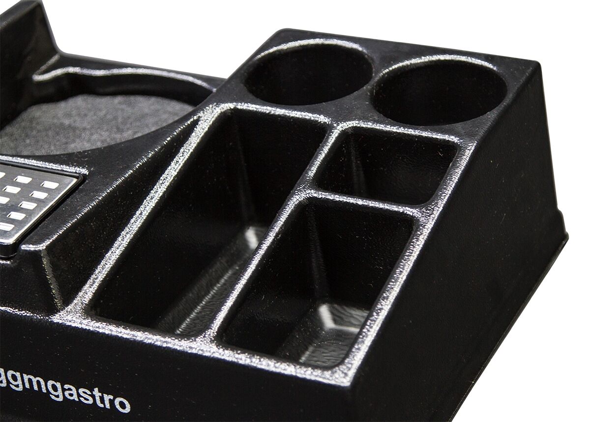 Station café (pour 1 verseuse isotherme (Ø≤190mm)) - avec rangements - Plastique - 435x330x145mm - incl. bac d'égouttage & insert plastique réglable