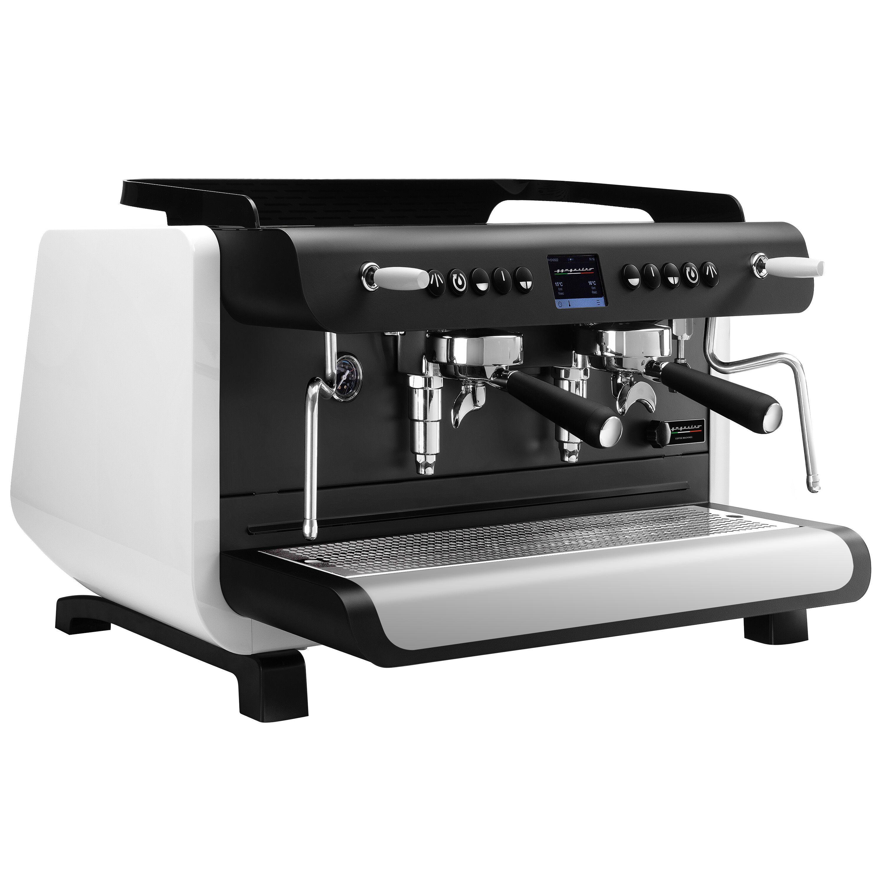 Machine à café porte-filtre – 2 groupes – multichaudière – écran tactile – système de préinfusion – Blanc