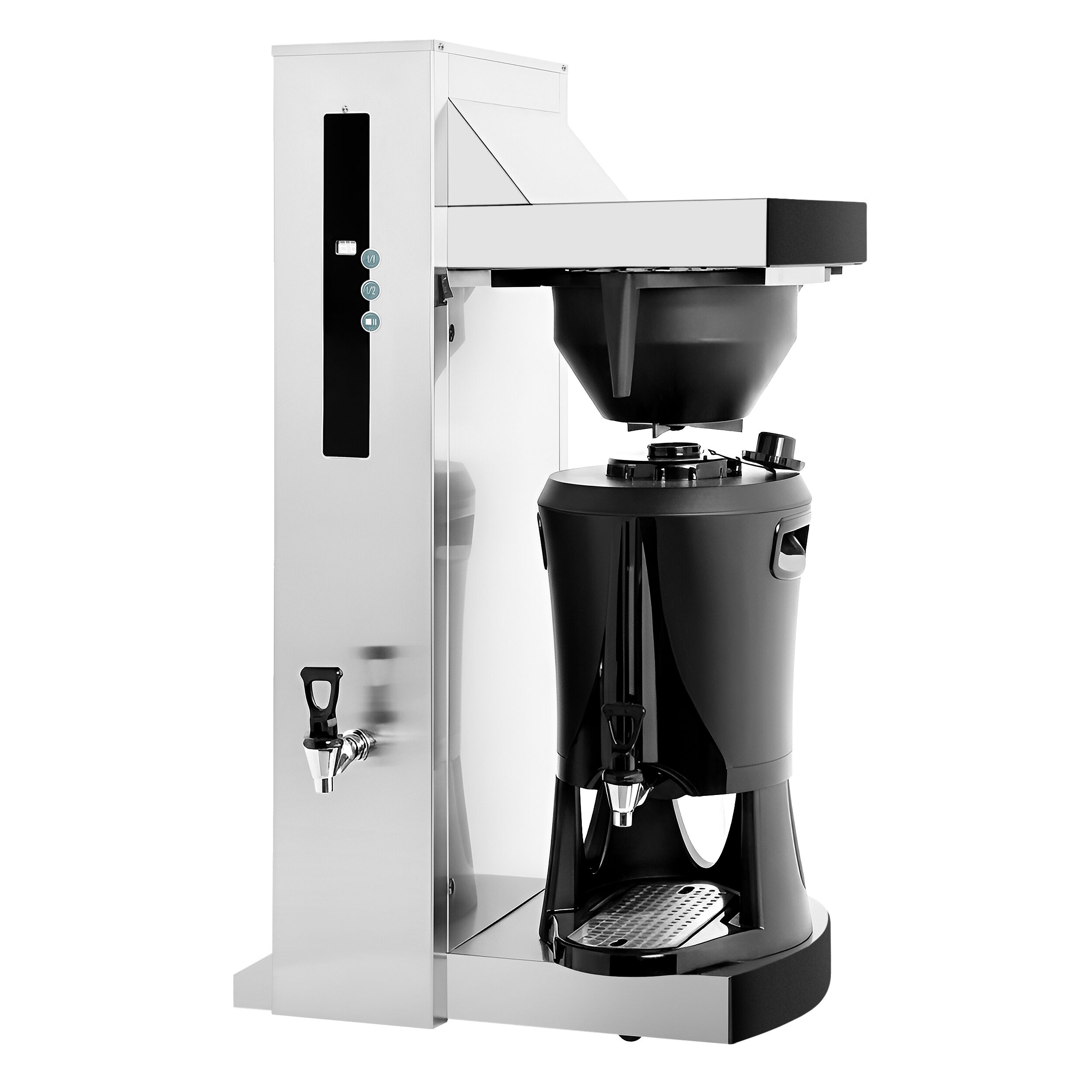 Commercial Bulk Coffee Brewer - 5L - 4.5 kW - with direct water connection & hot water tap - incl. thermal container