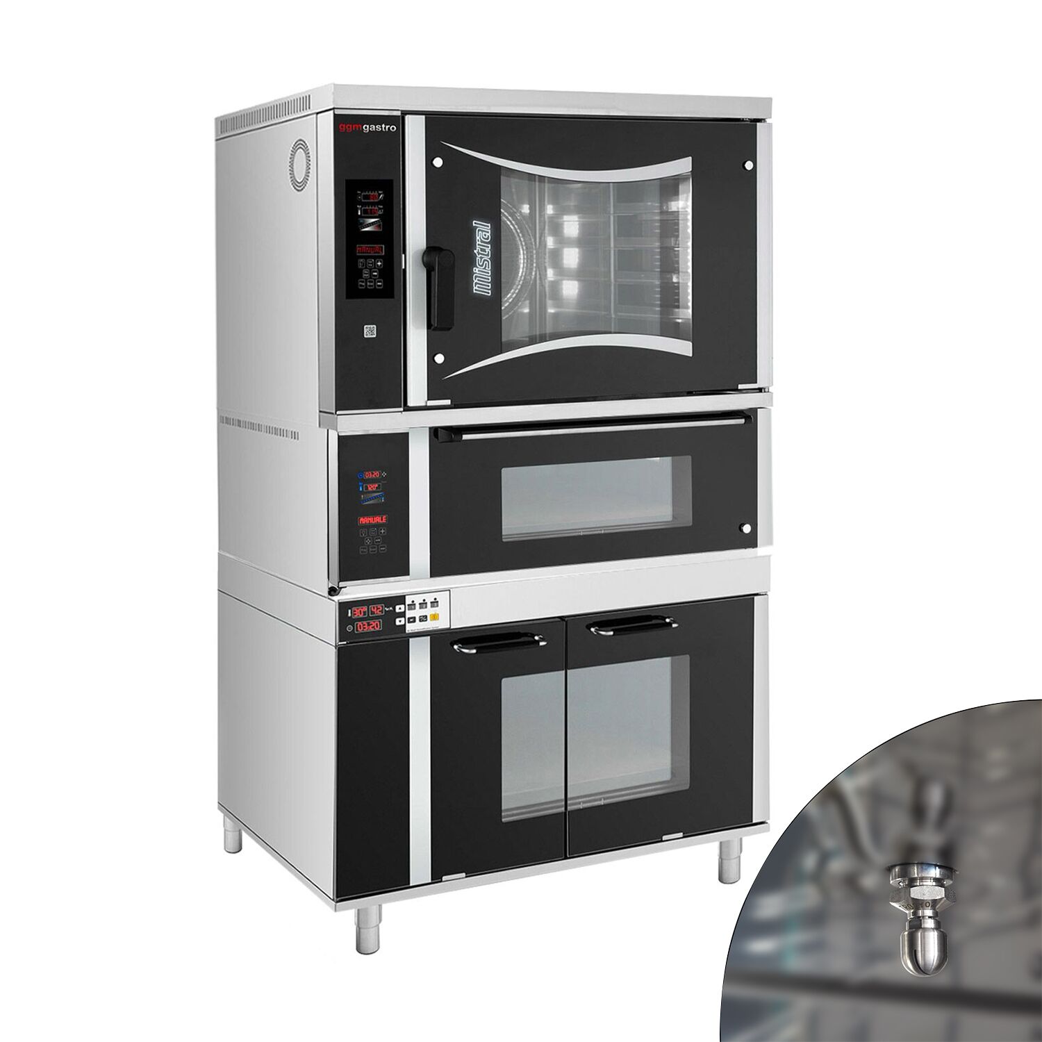 Forno combinato a vapore per panetteria - Digitale - 6x EN 600x400 - incl. forno per pizza, armadio di lievitazione e sistema di lavaggio