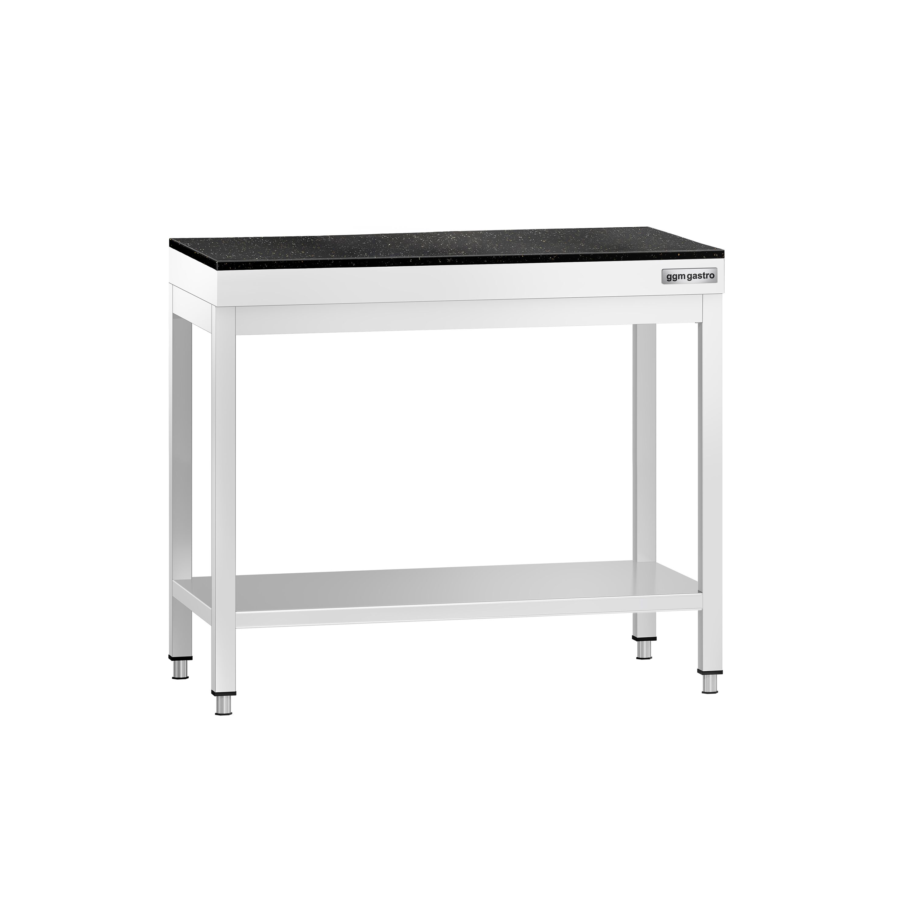 Table de travail inox PREMIUM - 800 x 700 mm - avec tablette inférieure - incl. Plan de travail en Granit