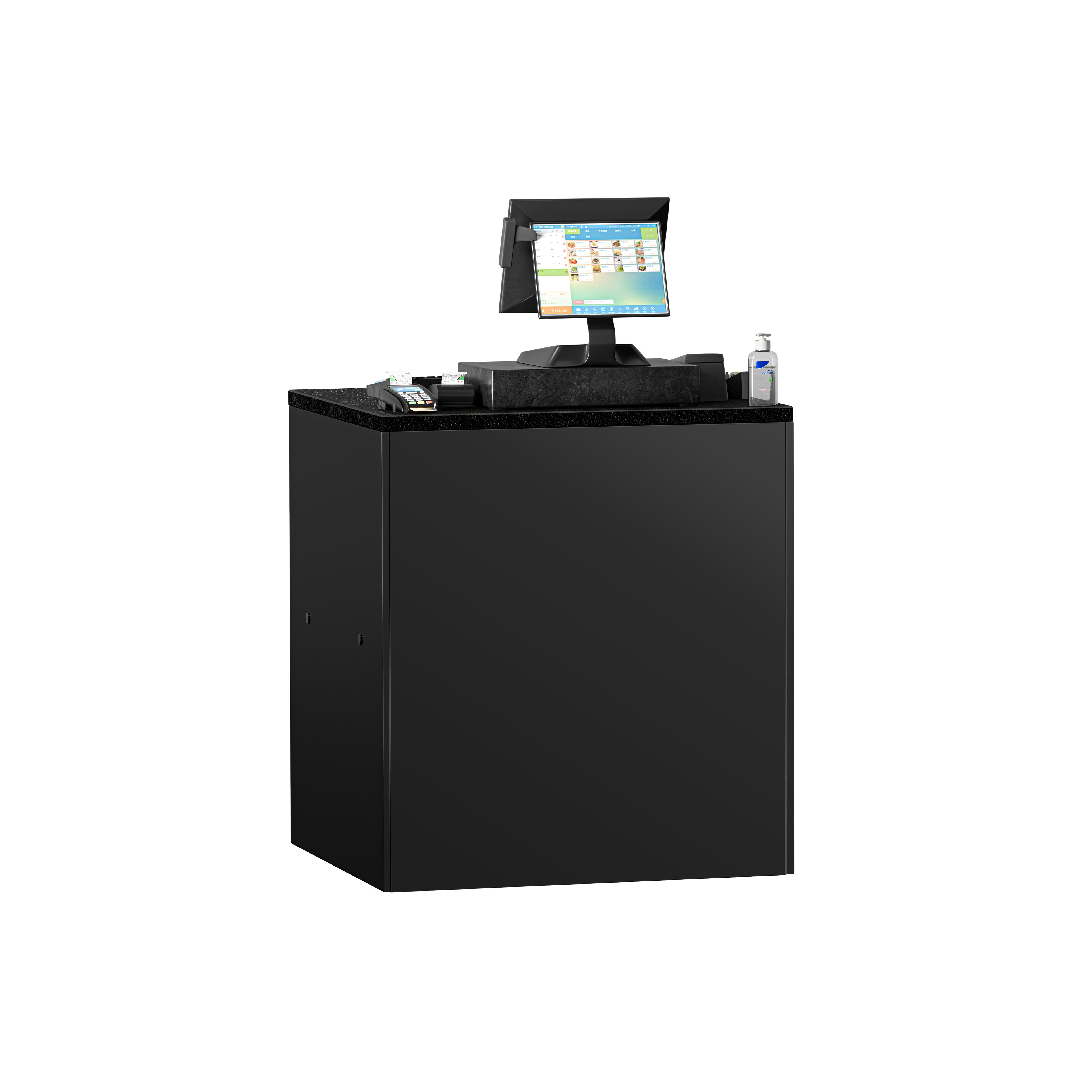 Table de caisse MADRID – 800 mm – plan de travail en marbre Noir – Noir mat