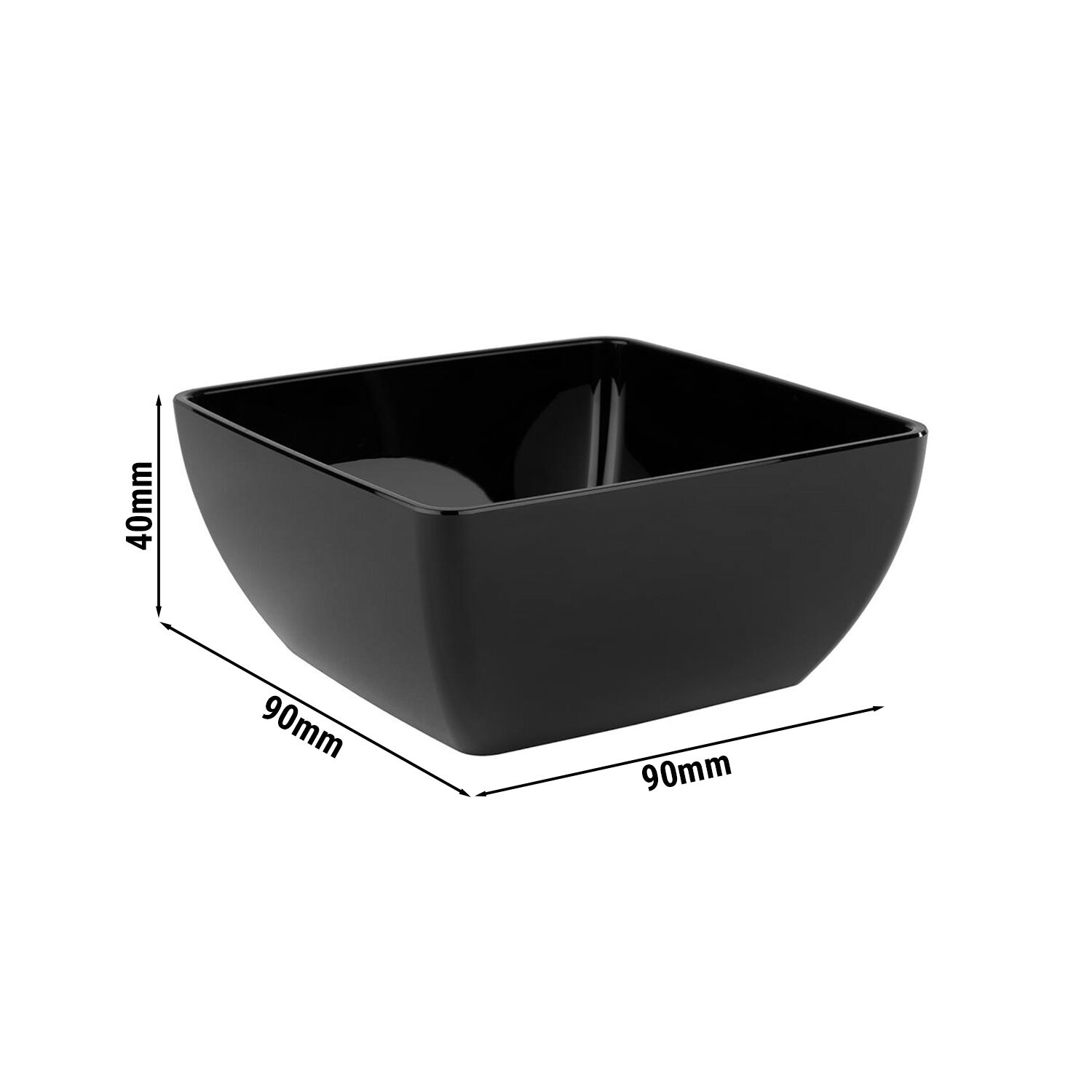 (6 pcs) Coupe - FRIENDLY - PET - 140ml - carré - 90x90mm - Profondeur : 40mm - Noir