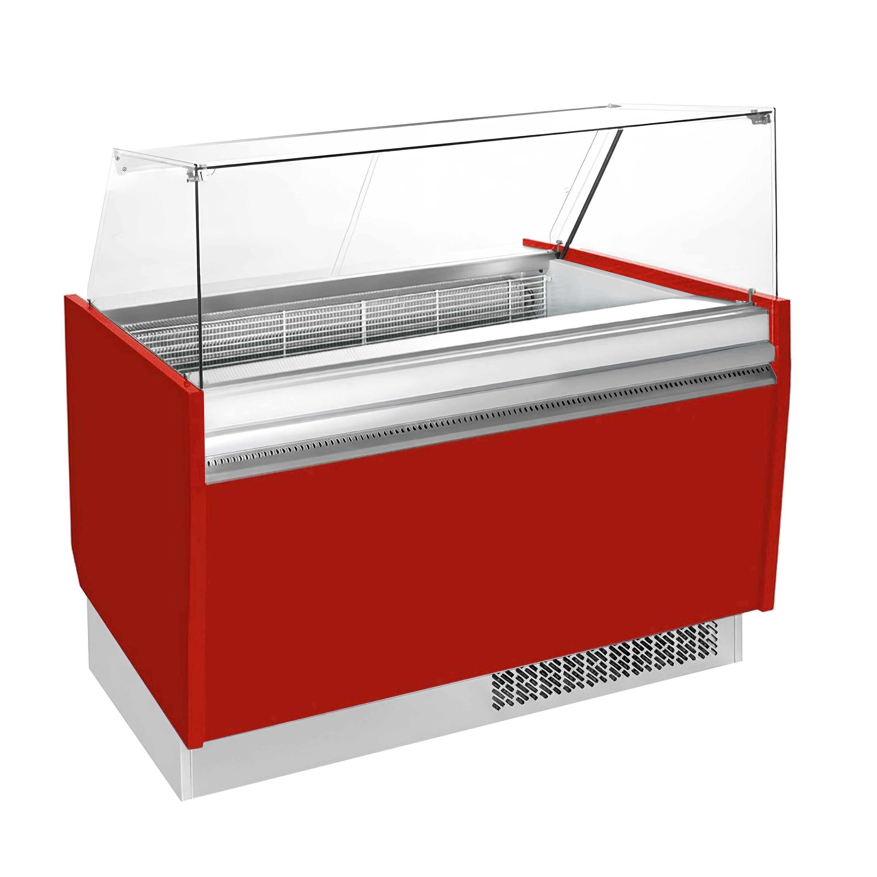 Vitrine à glace LIAM – 1310 mm – refroidissement statique – pour 10+10 bacs à glace de 5 litres – Rouge
