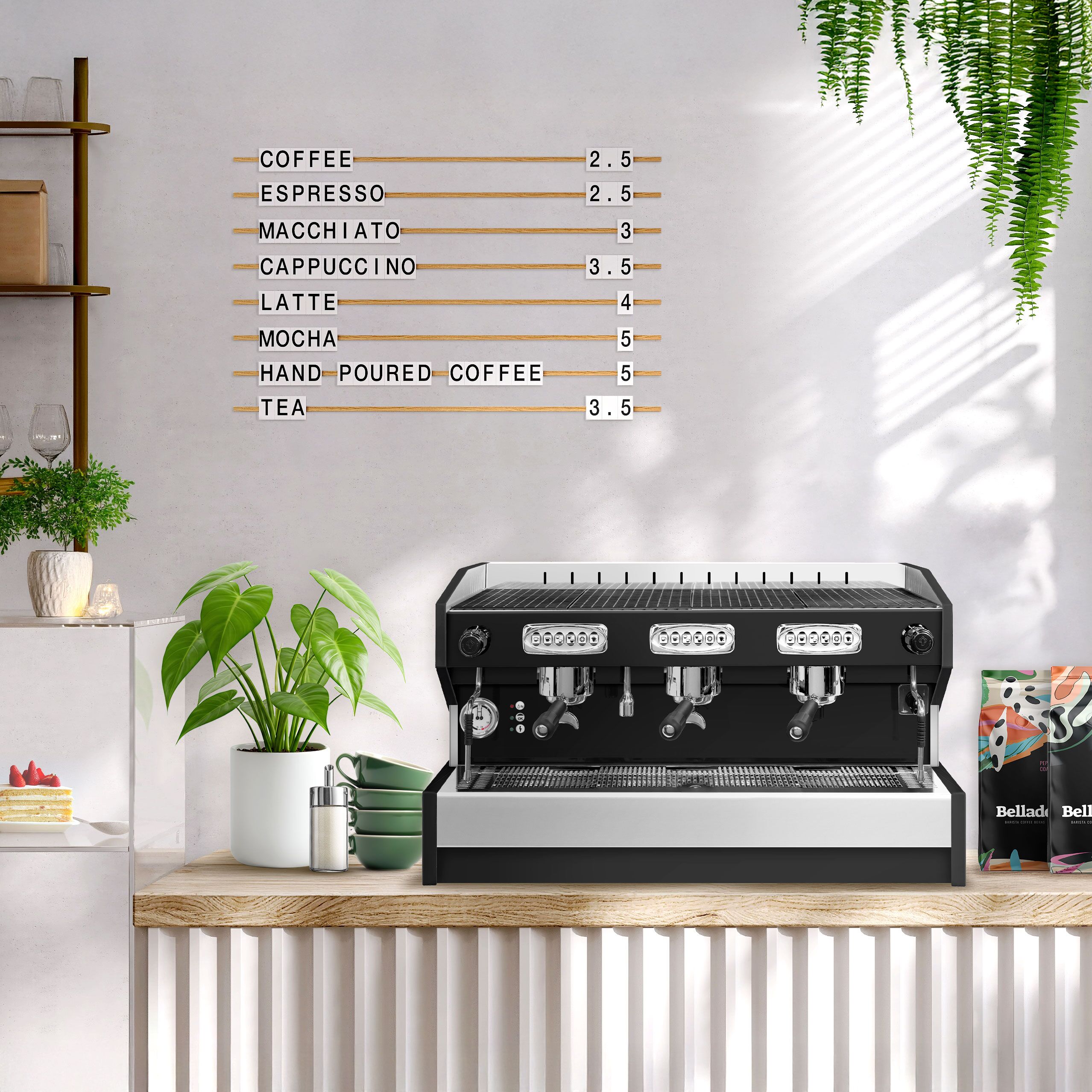 Machine à café porte-filtre « Eminence » – 3 groupes – avec système de préinfusion inclus – Noir