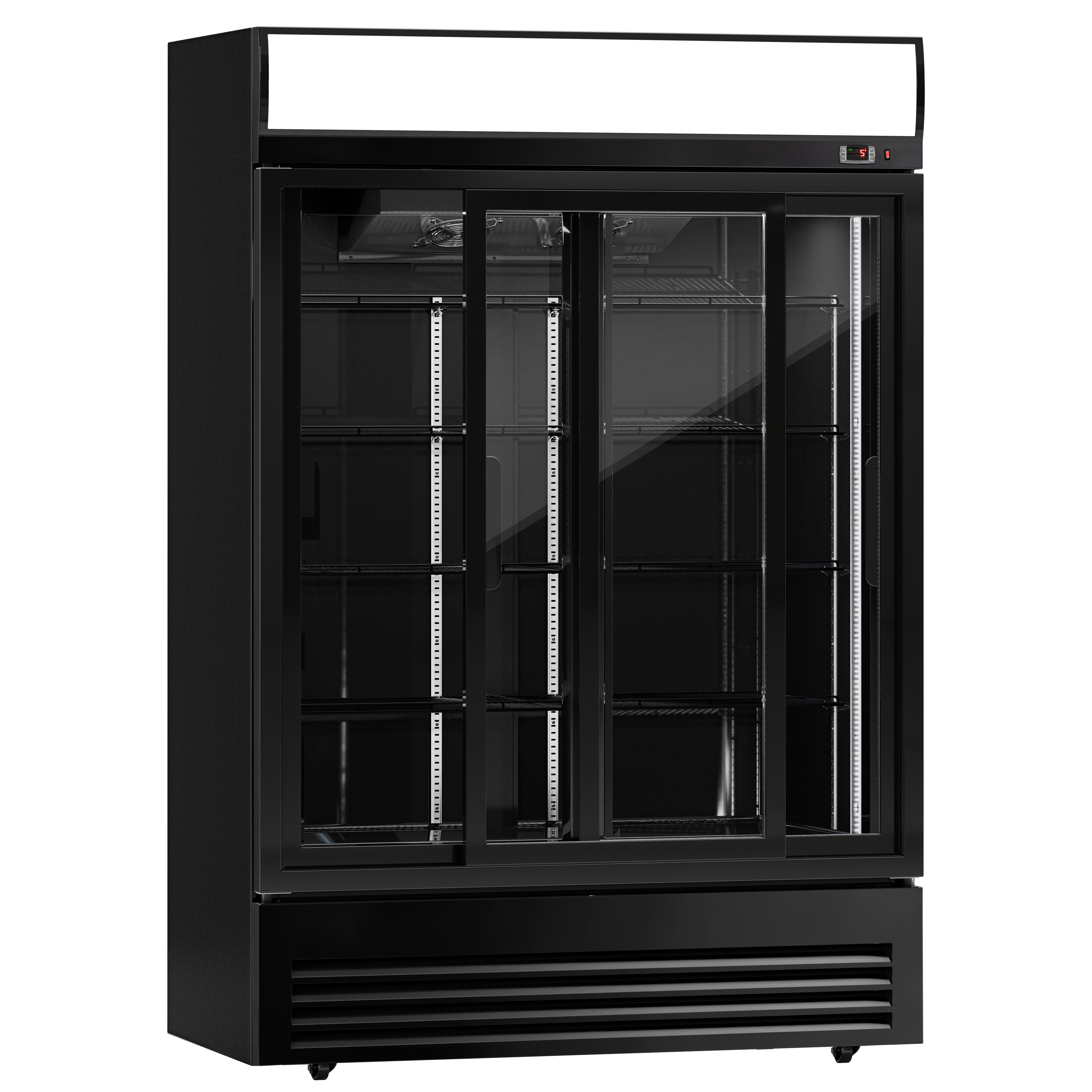 Vitrine réfrigérée à boissons - 1295mm - 880 L - 2 portes vitrées coulissantes - éclairage LED - affichage digital de la température - Noir - +2 à +8 °C