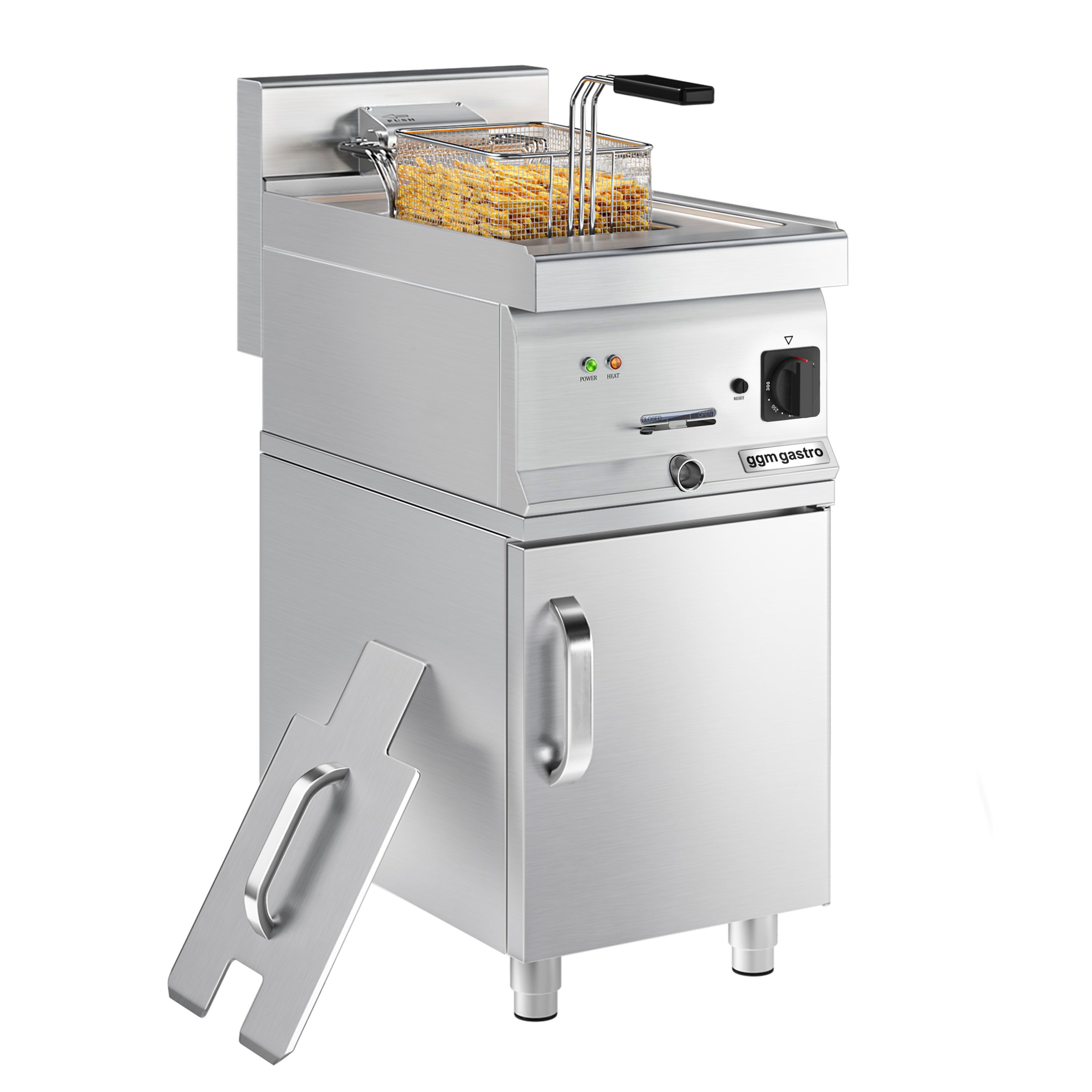 Friteuse électrique – 10 litres – 9 kW – avec soubassement et 1 porte