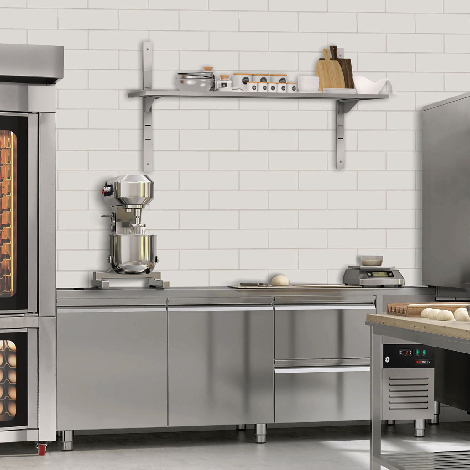 Étagère murale ECO en inox - 1500 × 300 mm - avec 1 étage