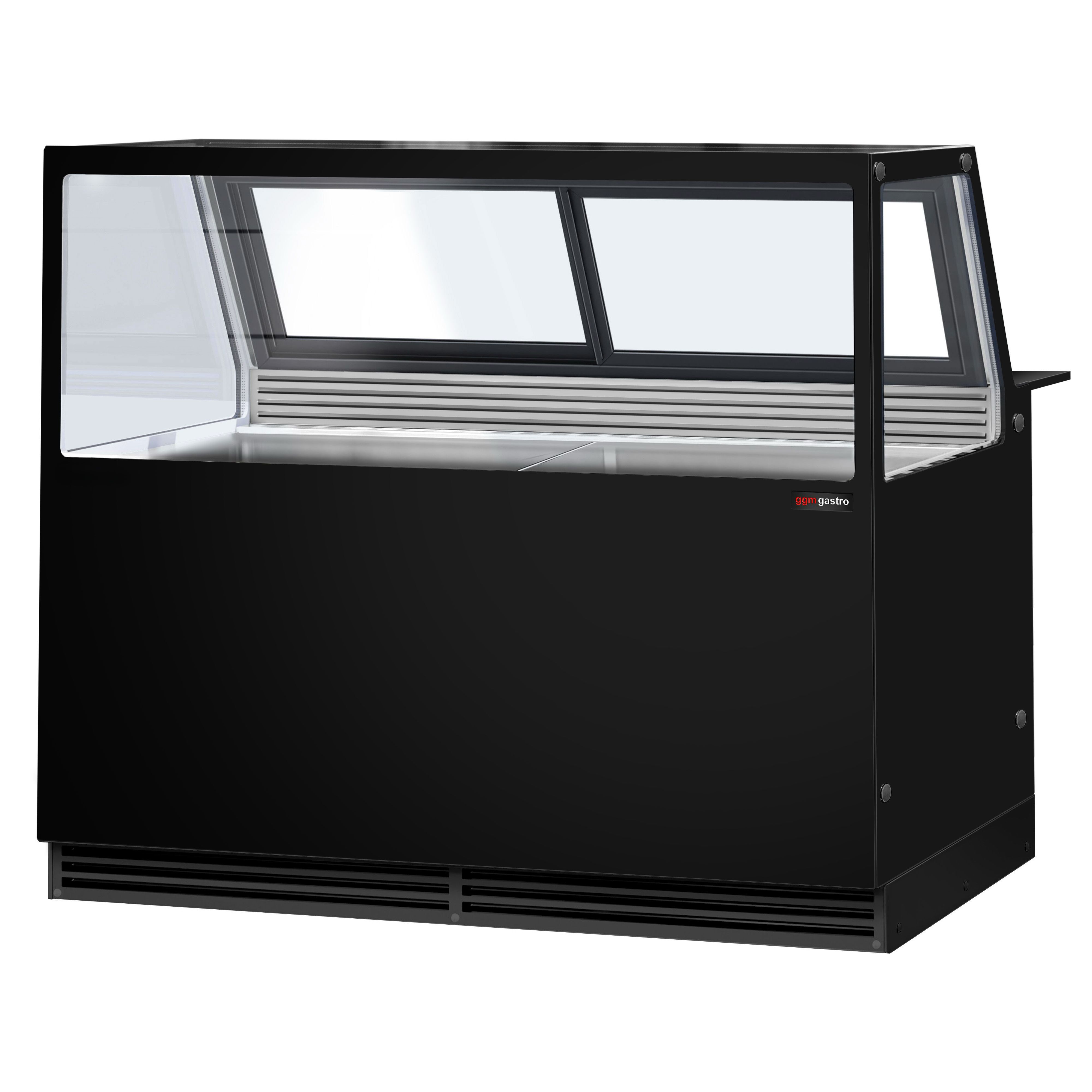 Comptoir vitrine réfrigérée - 1500x1048mm - +2/+8°C - Double vitrage - Éclairage LED - Façade noire