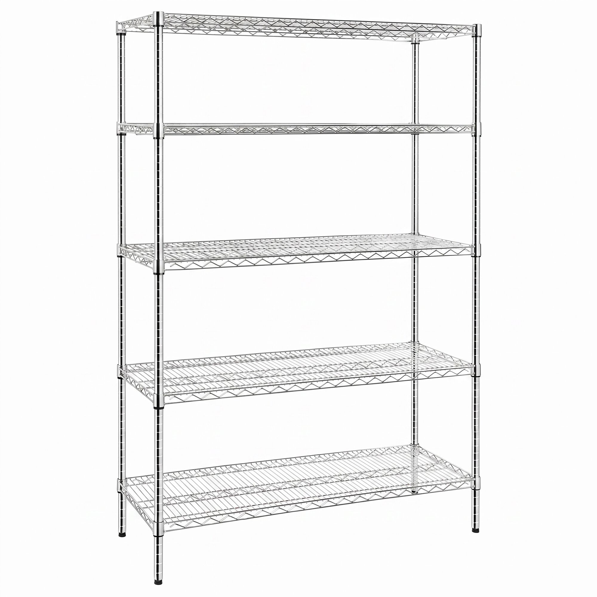 Stalen rek - 1500 x 450 mm - 5 legplanken - chroom