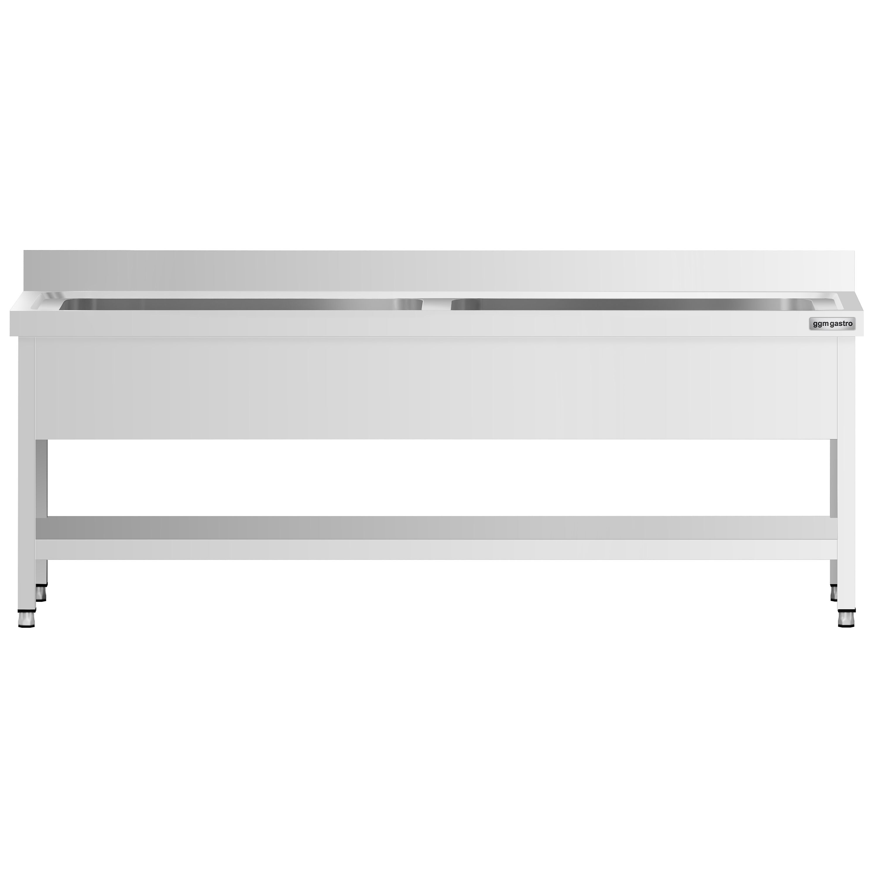 Topfspültisch Premium - 2000x700mm - mit Grundboden & 2 Becken