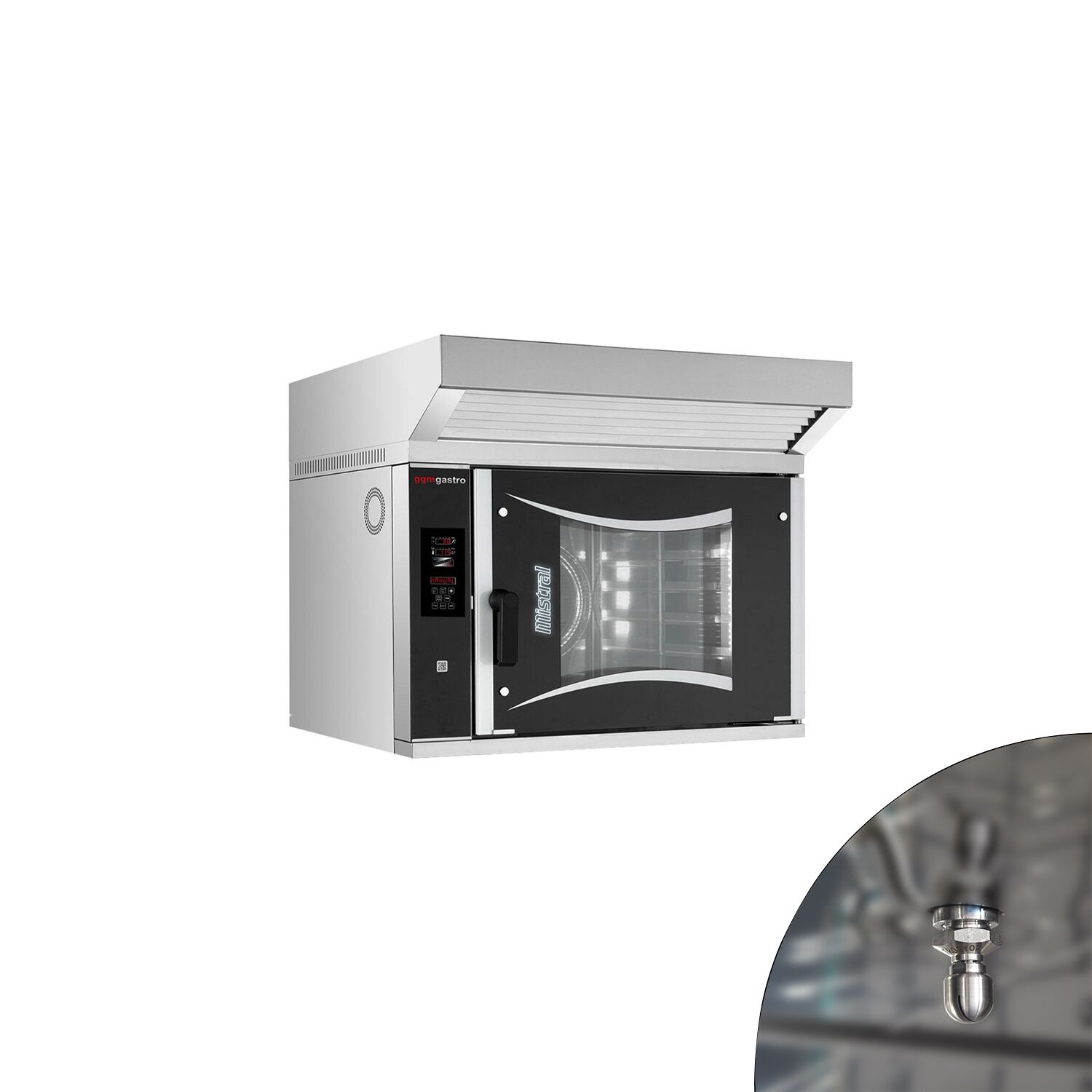 Four combiné vapeur pour boulangerie – Digital – 6x EN 600x400 – avec hotte, moteur, condensateur & système de lavage