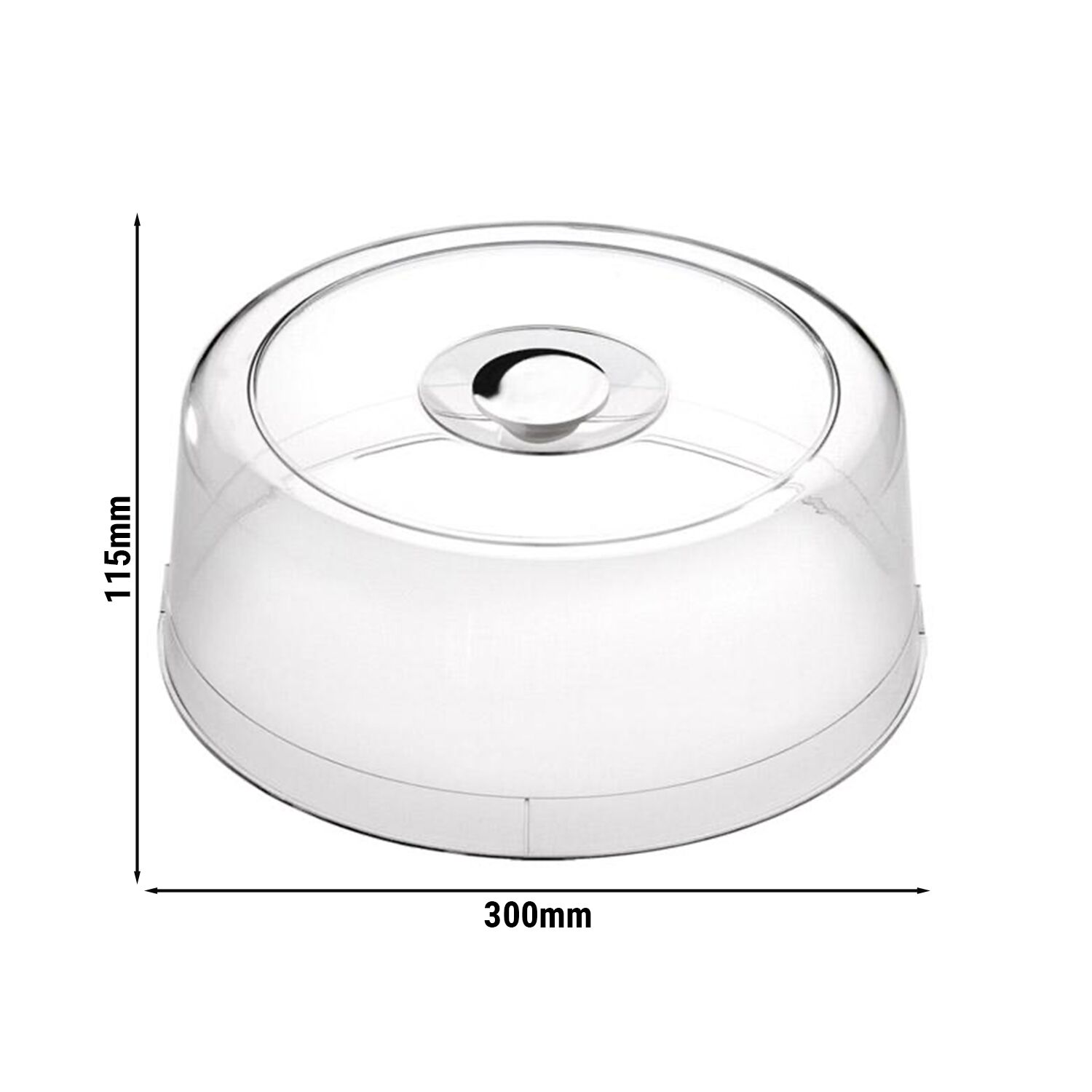 Frischhalte Haube - Polisztirol - Ø 300 mm - Magasság: 115 mm - kerek - krómozott fogantyú