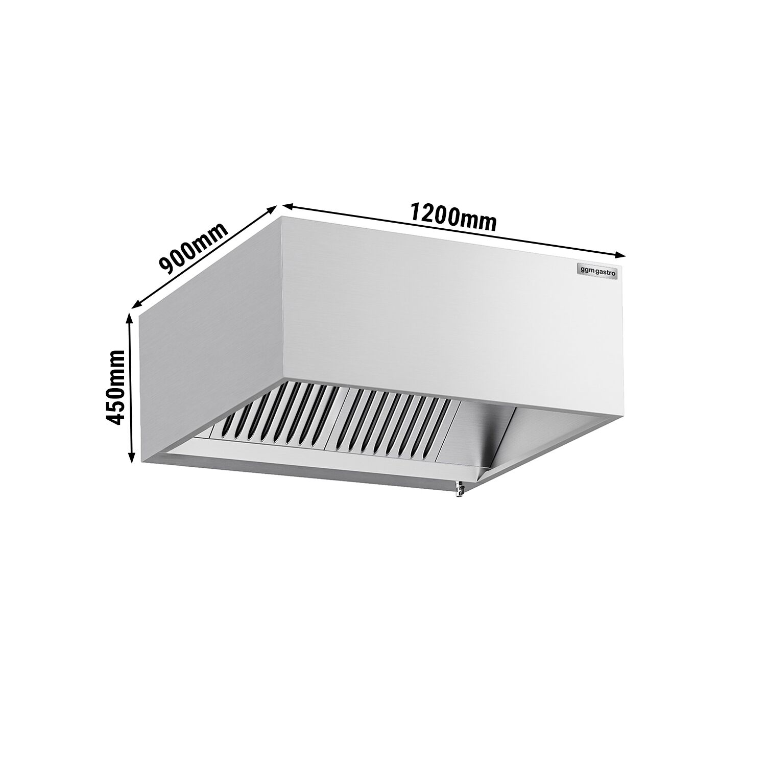 Induction box hood – 1200 mm – with filter & light – without motor
