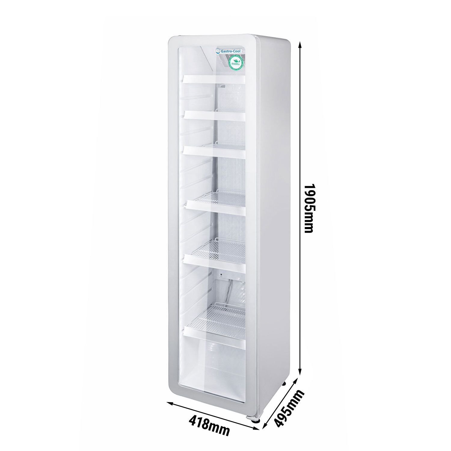 GASTRO-COOL | Getränkekühlschrank - 220 Liter - schmal - mit 1 Glastür - Weiß