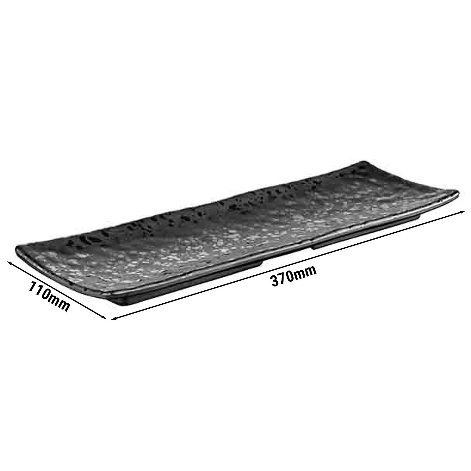 (6 pcs) Plateau de présentation - GLAMOUR - Mélamine - 370x110mm - Hauteur:25mm - Noir - empilable, compatible lave-vaisselle