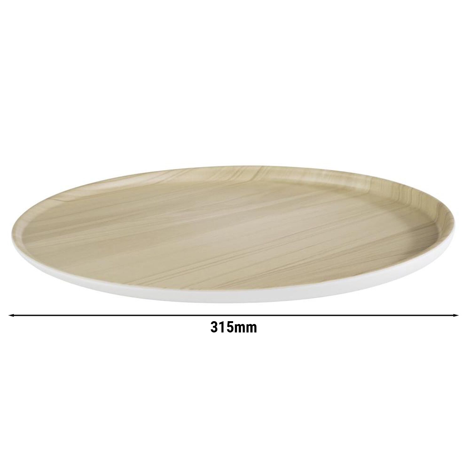 (6 pcs) Plateau de présentation - FRIDA - Mélamine - Ø315mm - Hauteur:25mm - Beige/Blanc - avec patins antidérapants - empilable, compatible lave-vaisselle