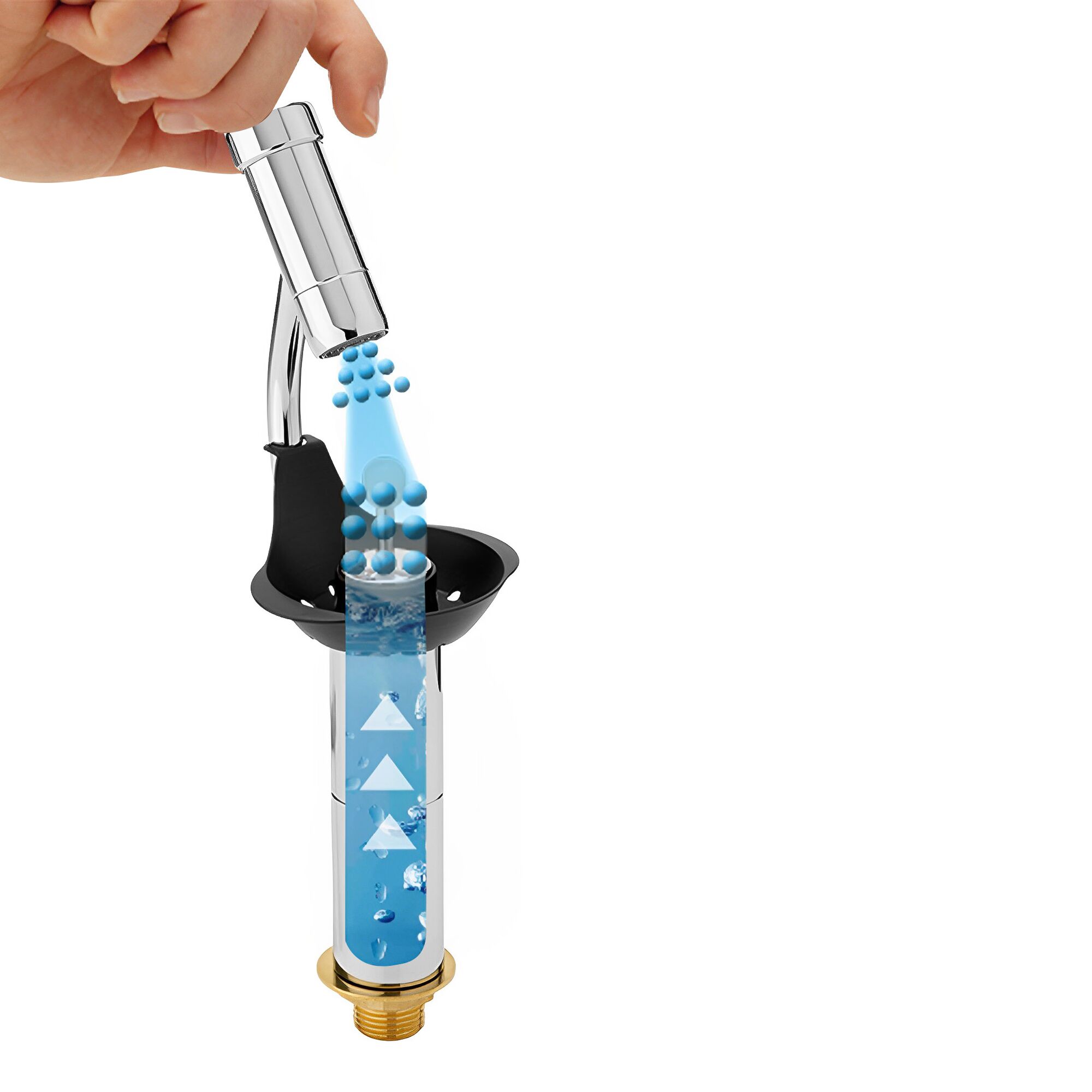 Portioning Rinse WATERSTOP 81x98x264mm with integrated automatic water stop with integrated backflow preventer & integrated flow regulator incl. sieve plate