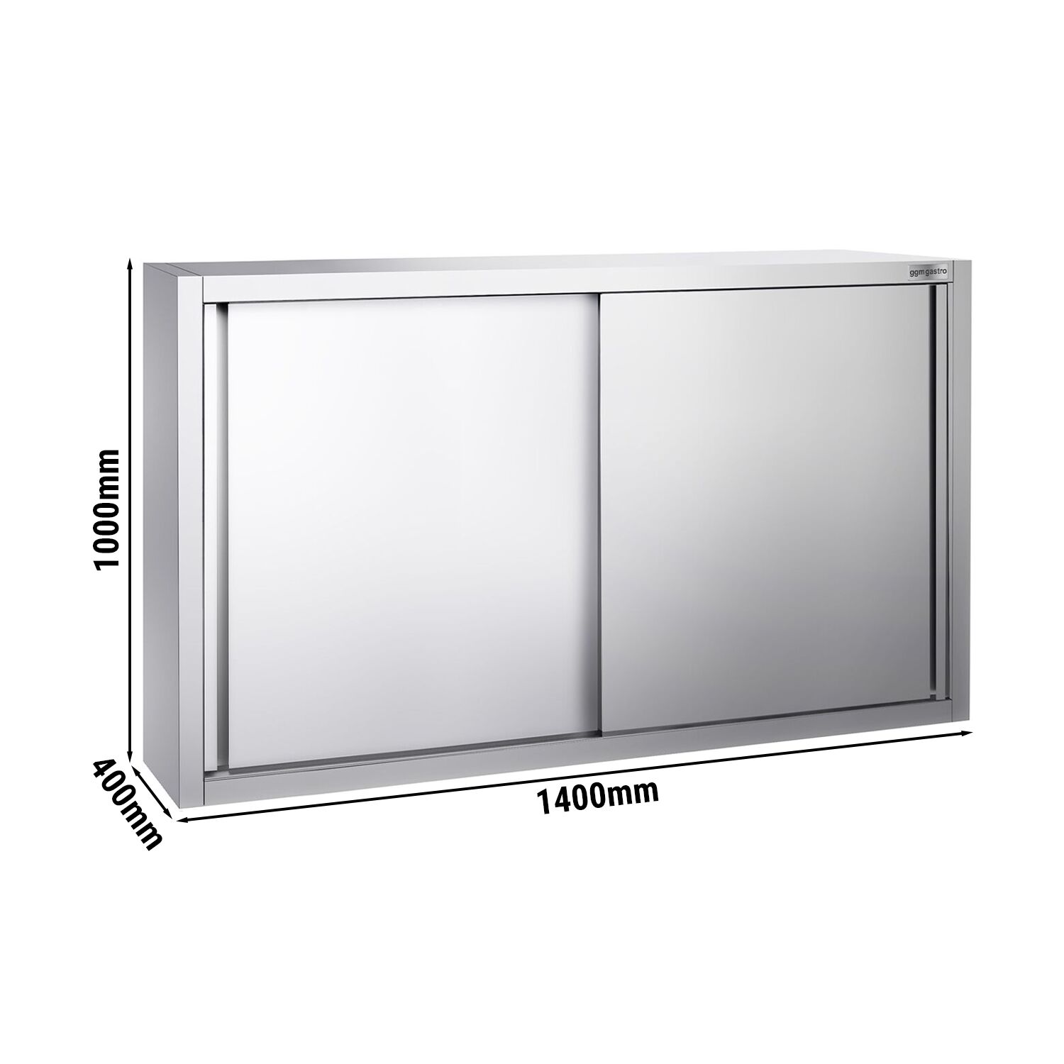 Armoire murale en acier inoxydable PREMIUM - 1400x400mm - avec portes coulissantes - 1000mm de haut