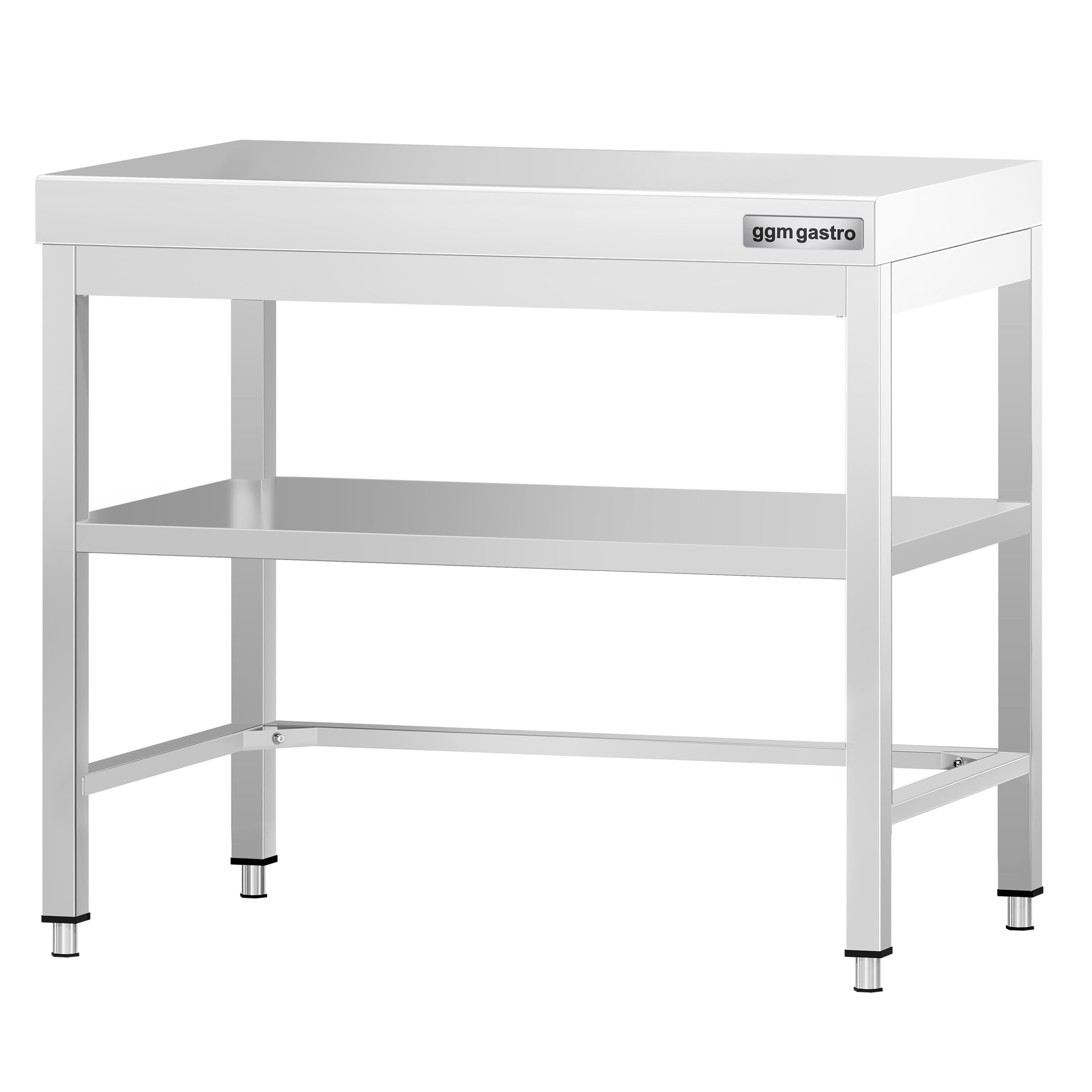 Table de travail en inox PREMIUM – 700x700 mm – avec tablette inférieure et renforts