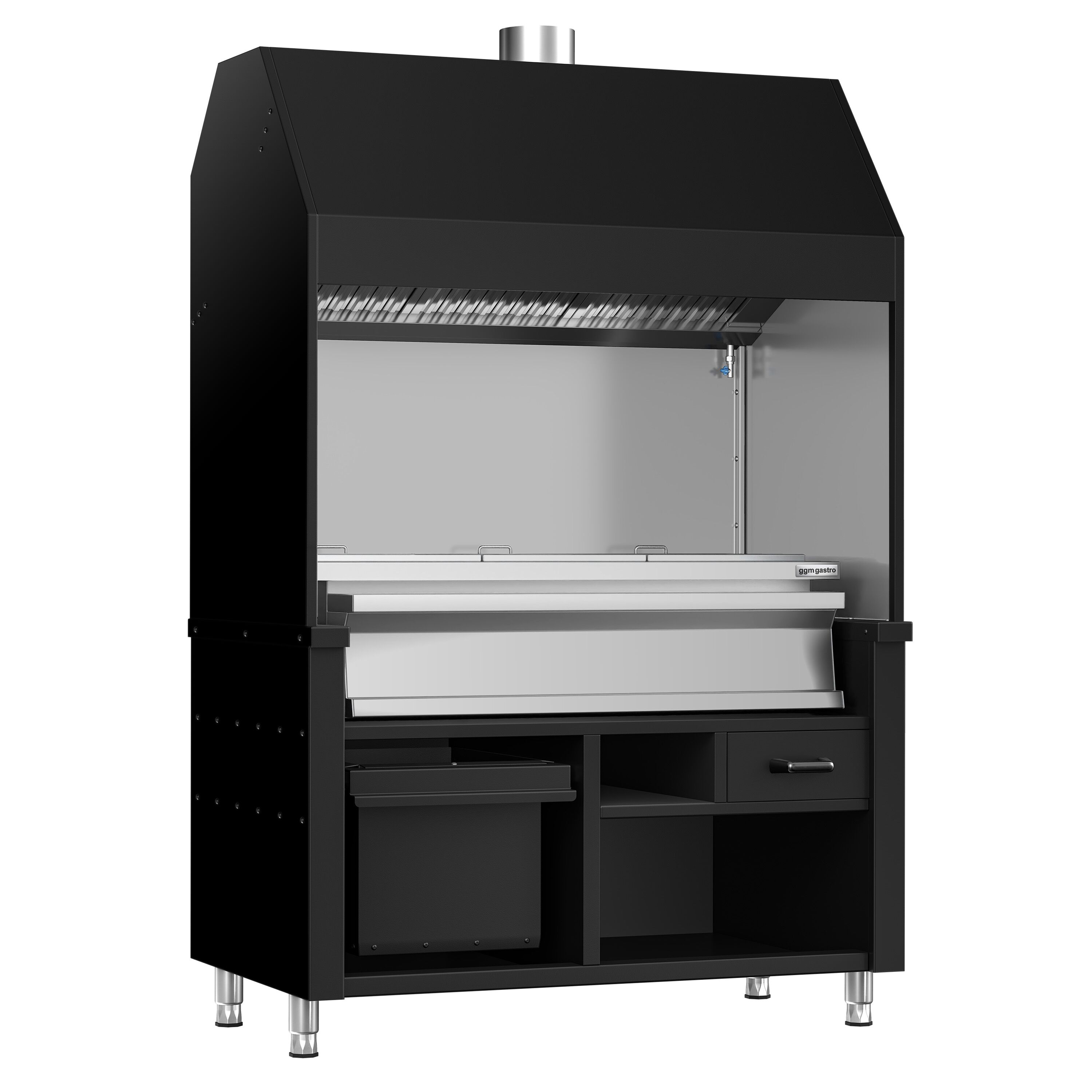 Charcoal Grill - 1360mm - 3 grill grates - Black