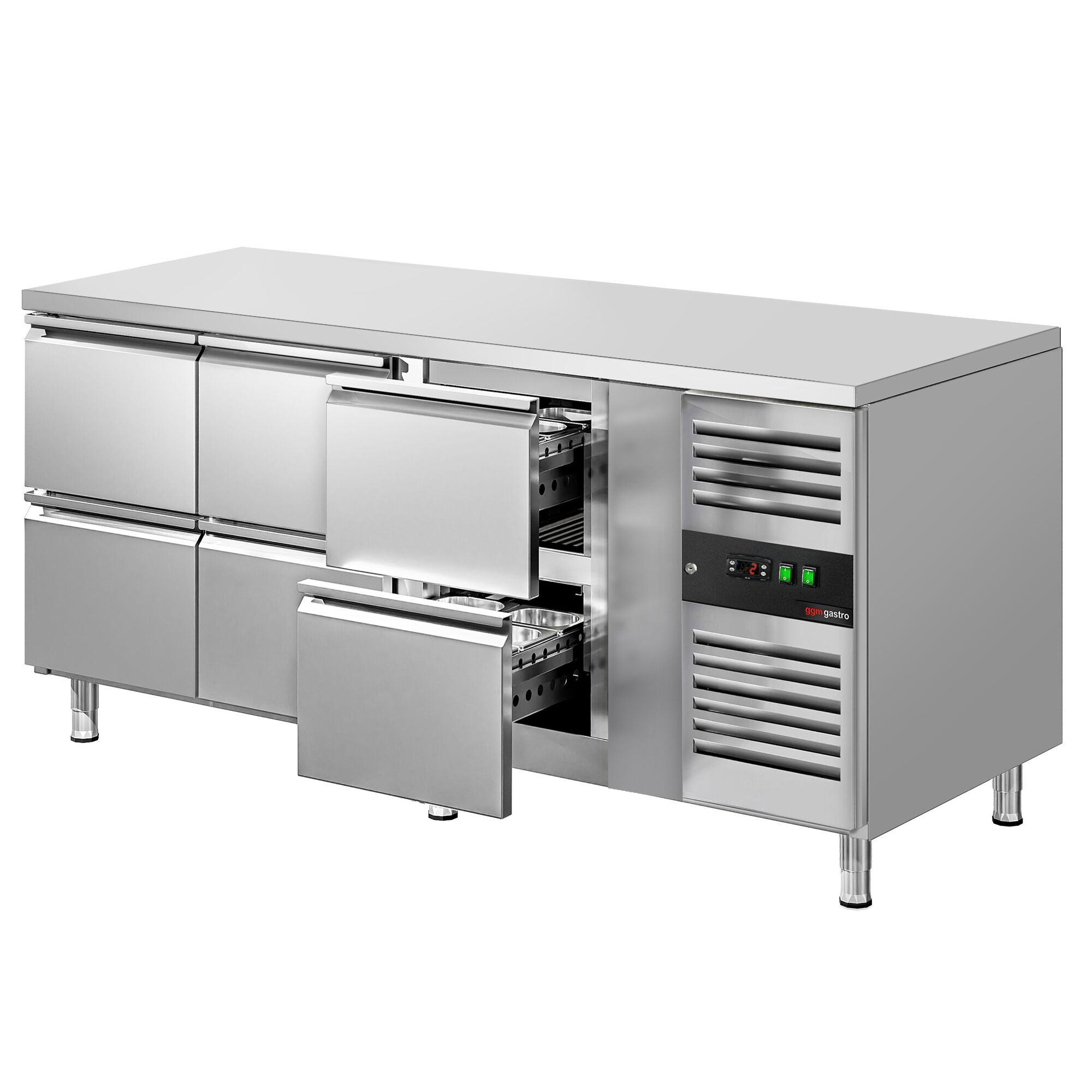 Kylbänk ECO - 1795x700 mm - 417 l - Fläktkyla - GN 1/1 - med 6 lådor