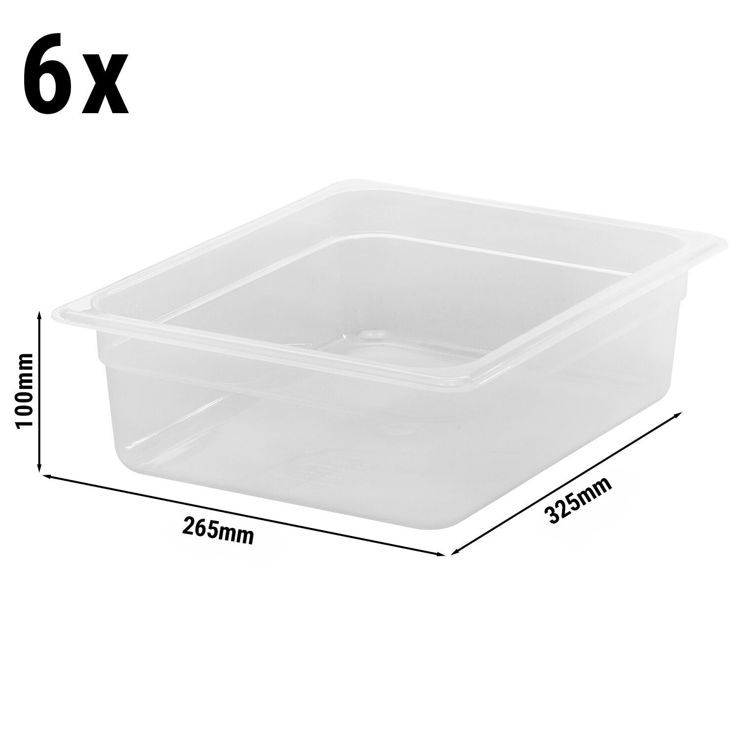 (6 pièces) CAMBRO | Contenants GN 1/2 en polypropylène – laiteux – hauteur : 100 mm         