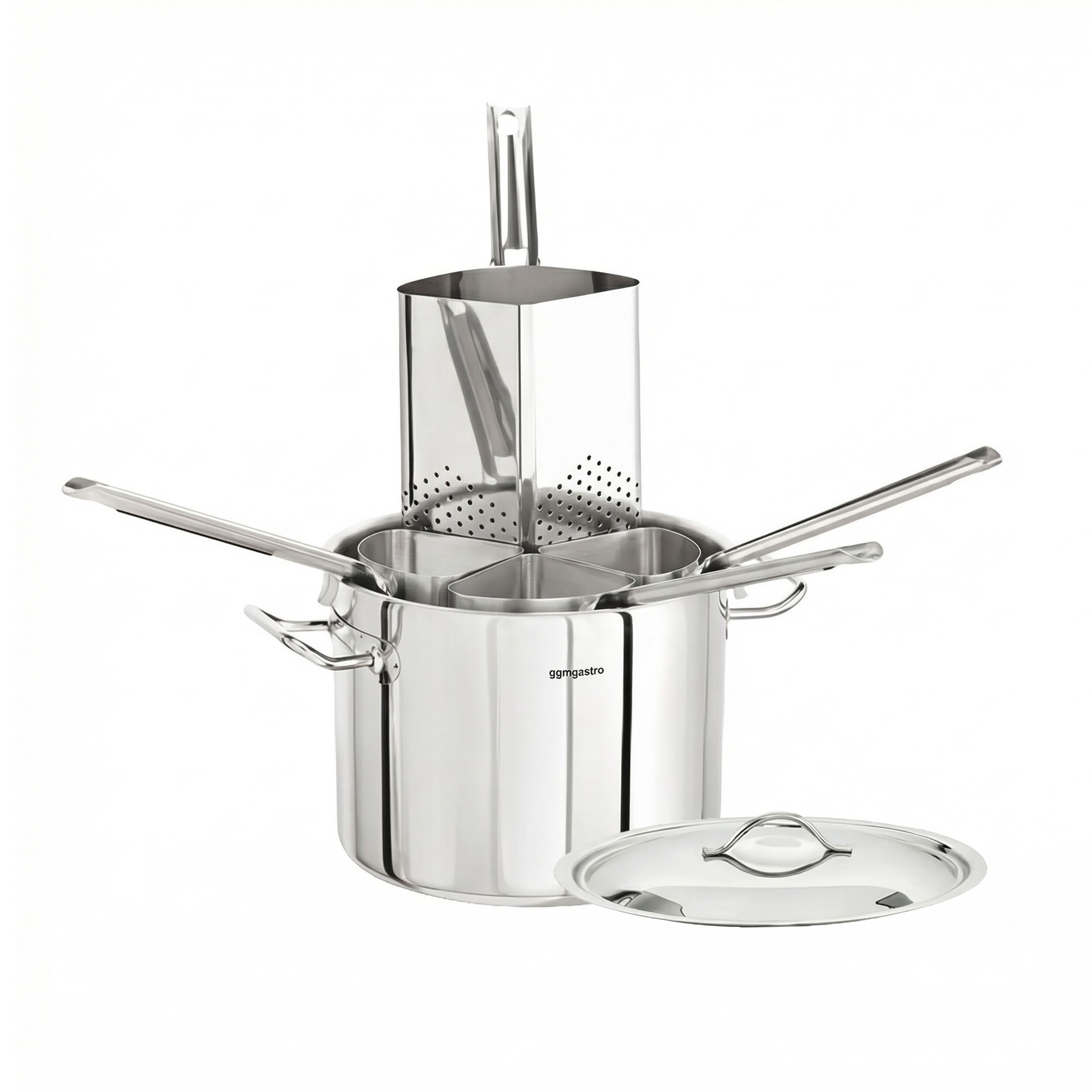 Marmite à Pâtes avec Paniers - Acier Inoxydable - 22,4 L - Ø 360 mm - incl. 4 Paniers - Compatible Induction