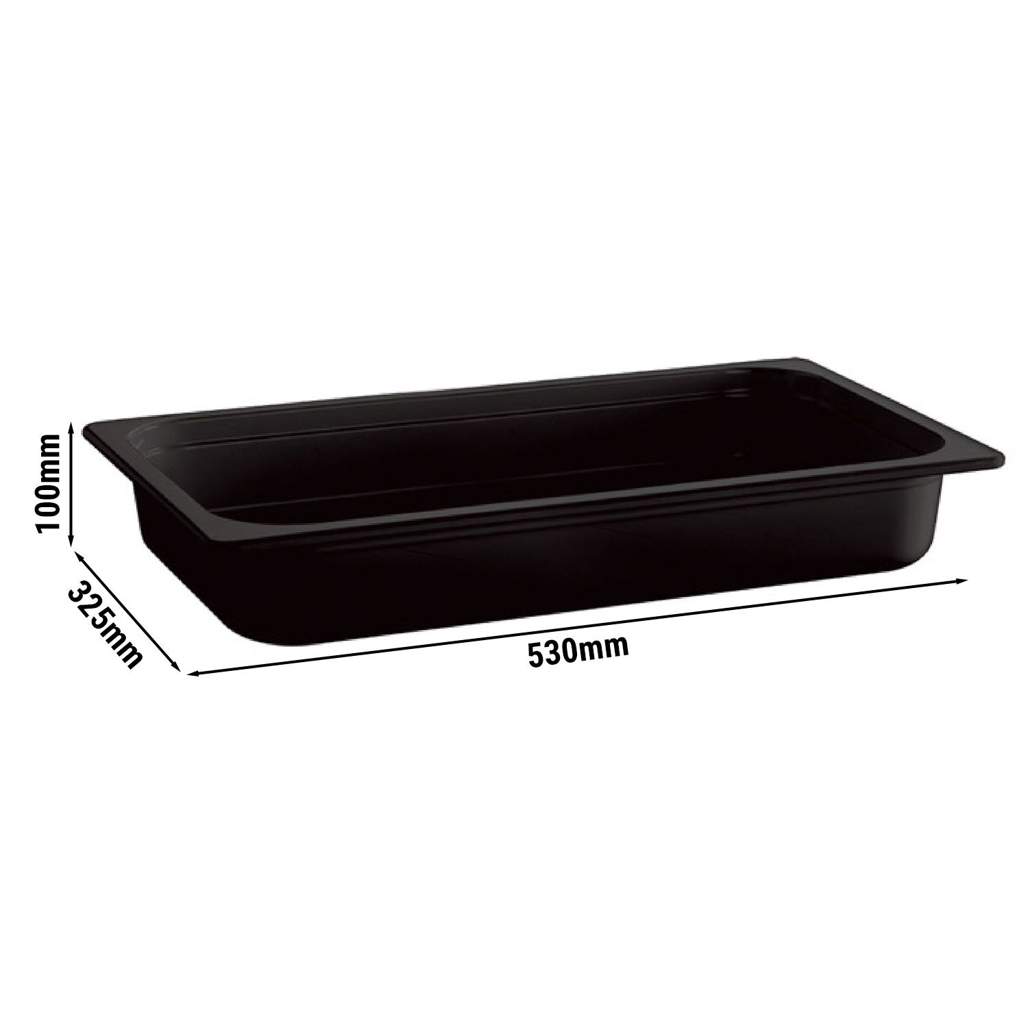 (6 pcs) Melamine Gastronorm Tray GN 1/1 - ECO - Black - 10.6L - Depth: 100mm