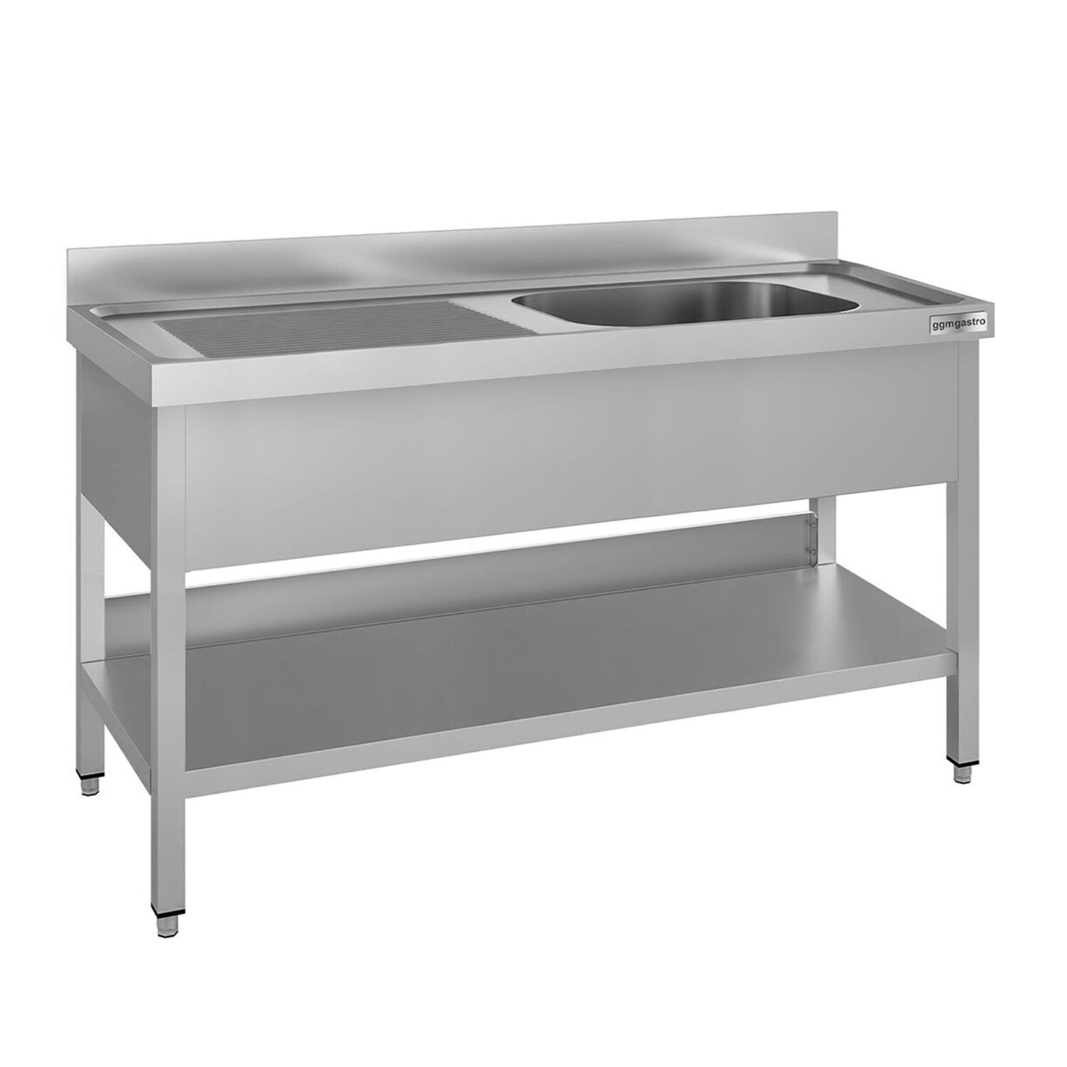 Plonge en inox ECO - 1400x600mm - avec étagère basse - 1 bac à droite
