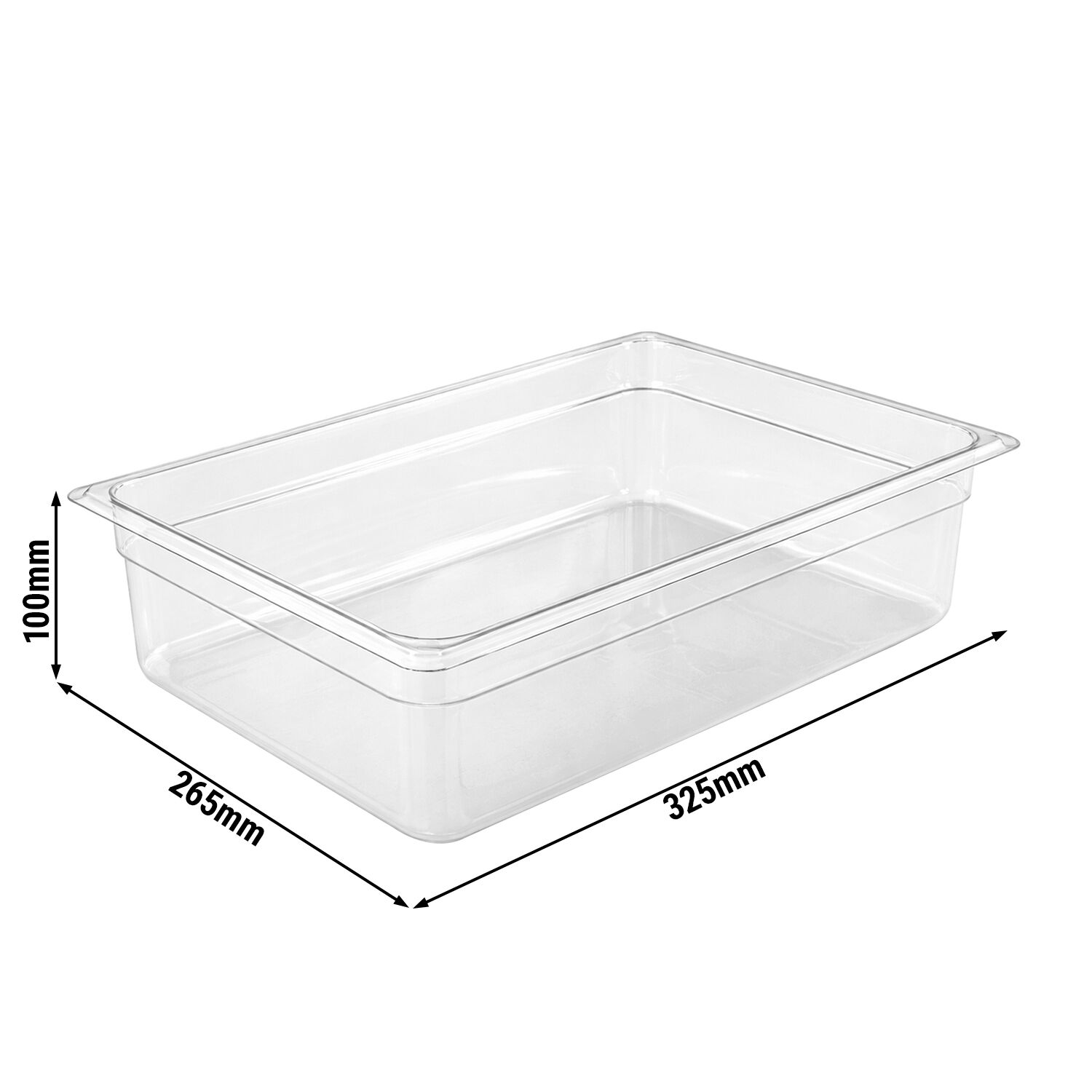 (6 pièces) Bac en Polycarbonate GN 1/2 - Transparent - Hauteur : 100 mm