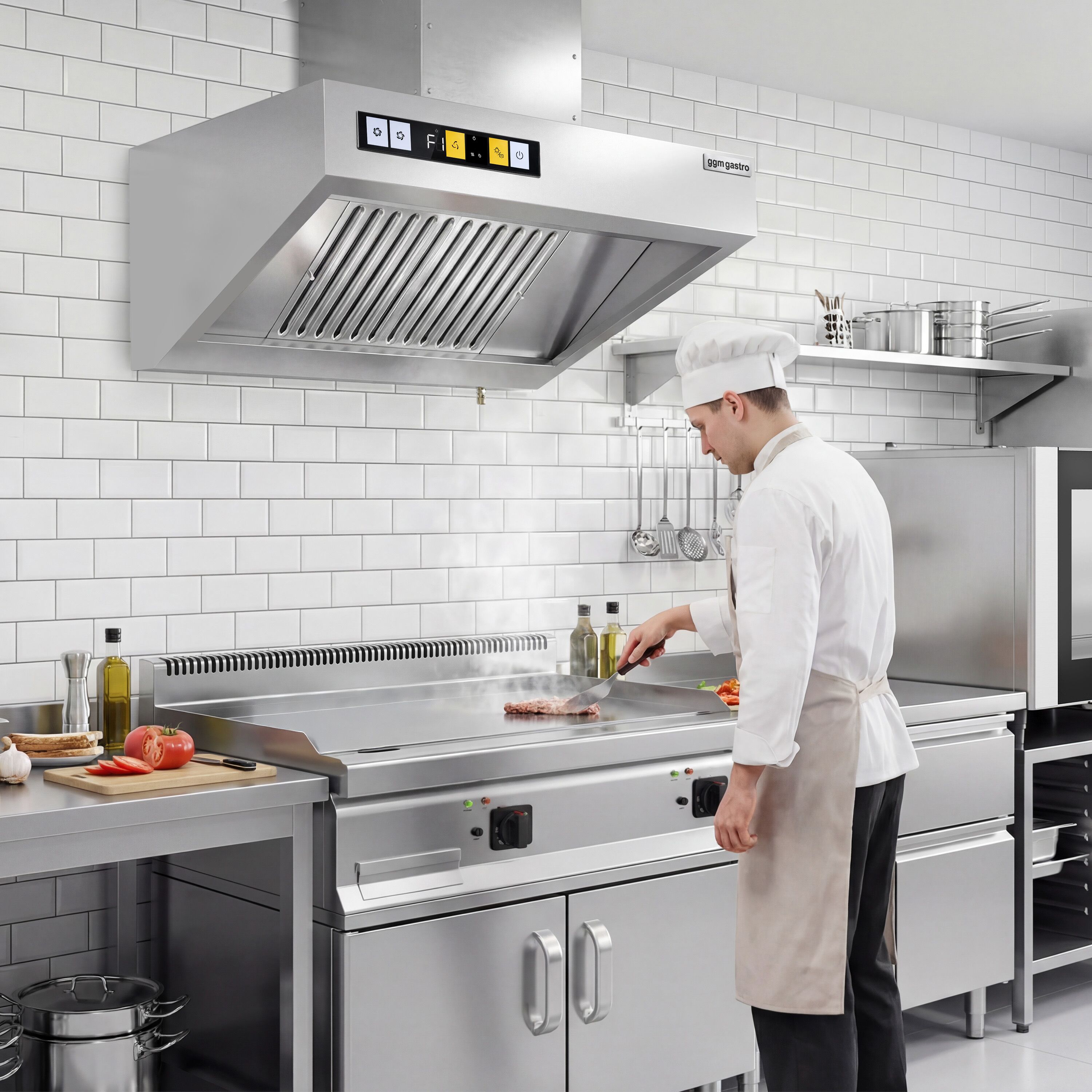 Hotte murale avec moteur – 800 mm – régulateur, filtre et lampe