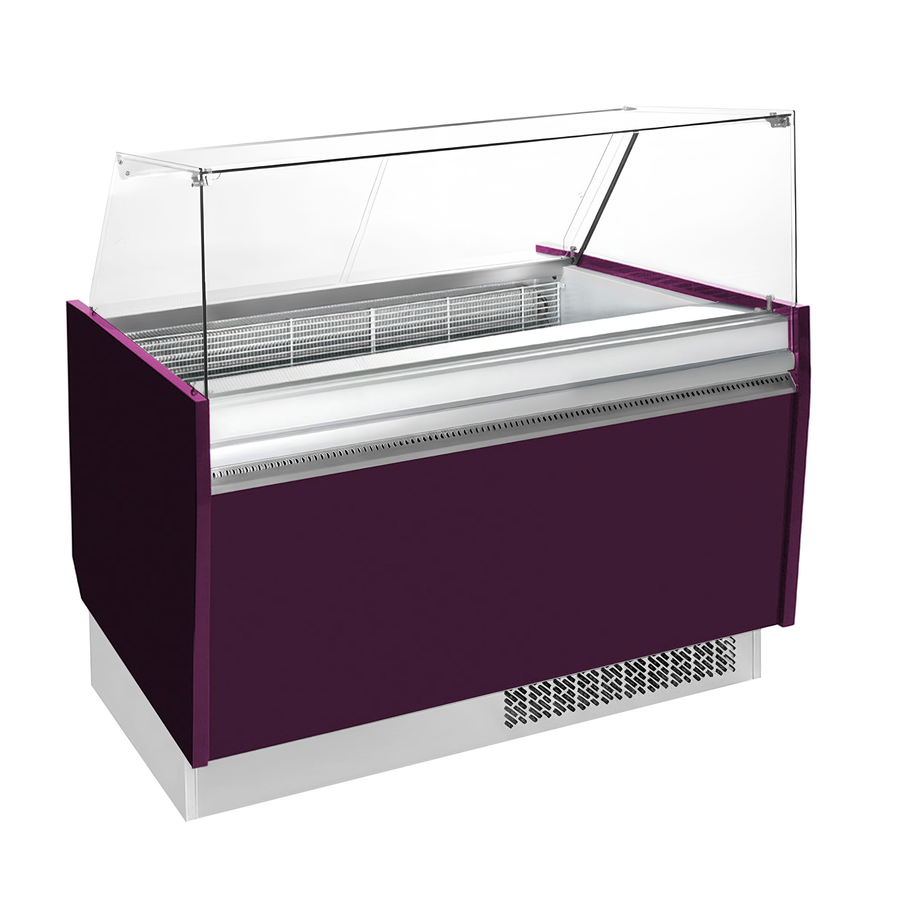 Vitrine à glace LIAM – 1310 mm – refroidissement statique – pour 10+10 bacs à glace de 5 litres – Violet