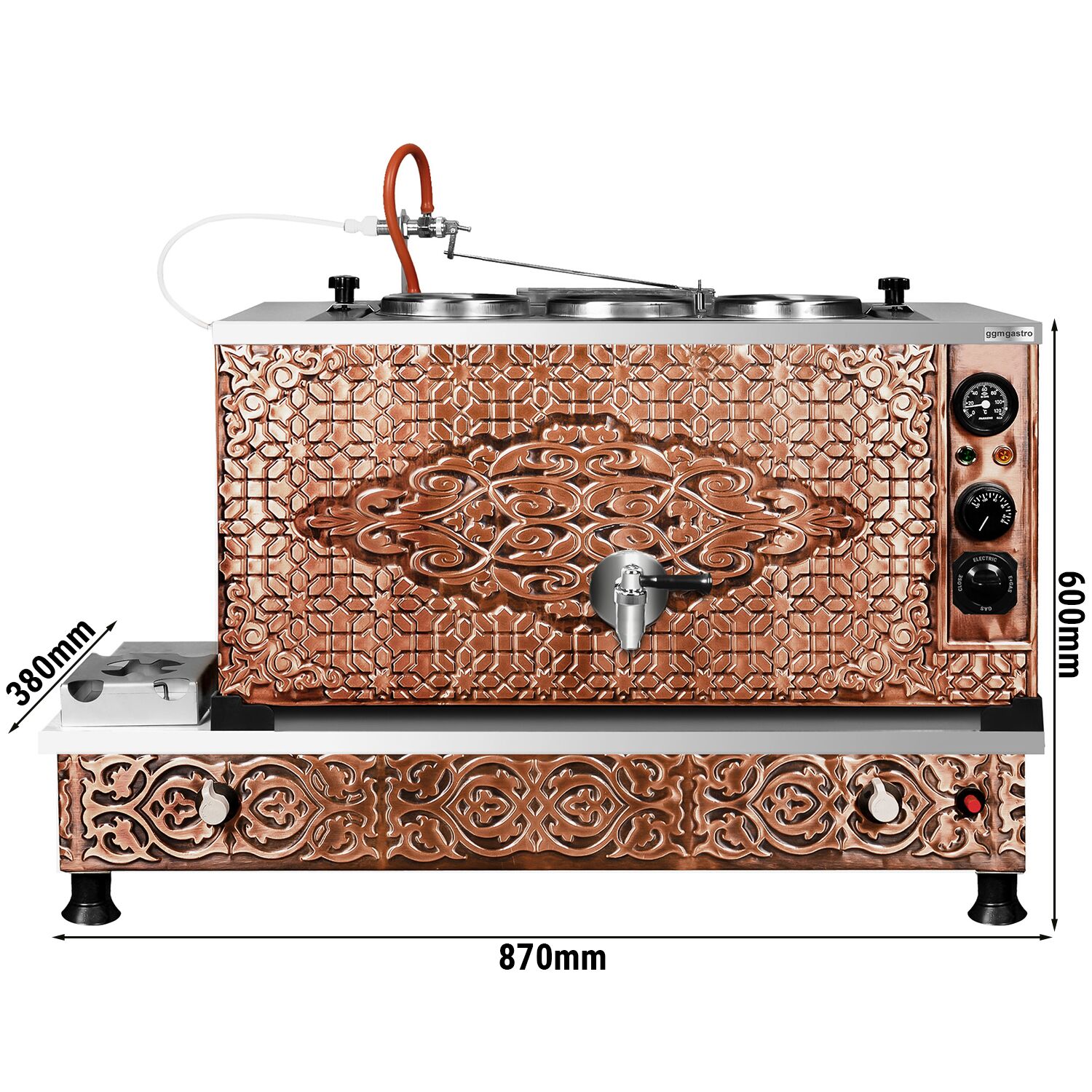 Commercial Gas & Electric Copper Tea Urn - 870mm - 33 Litres