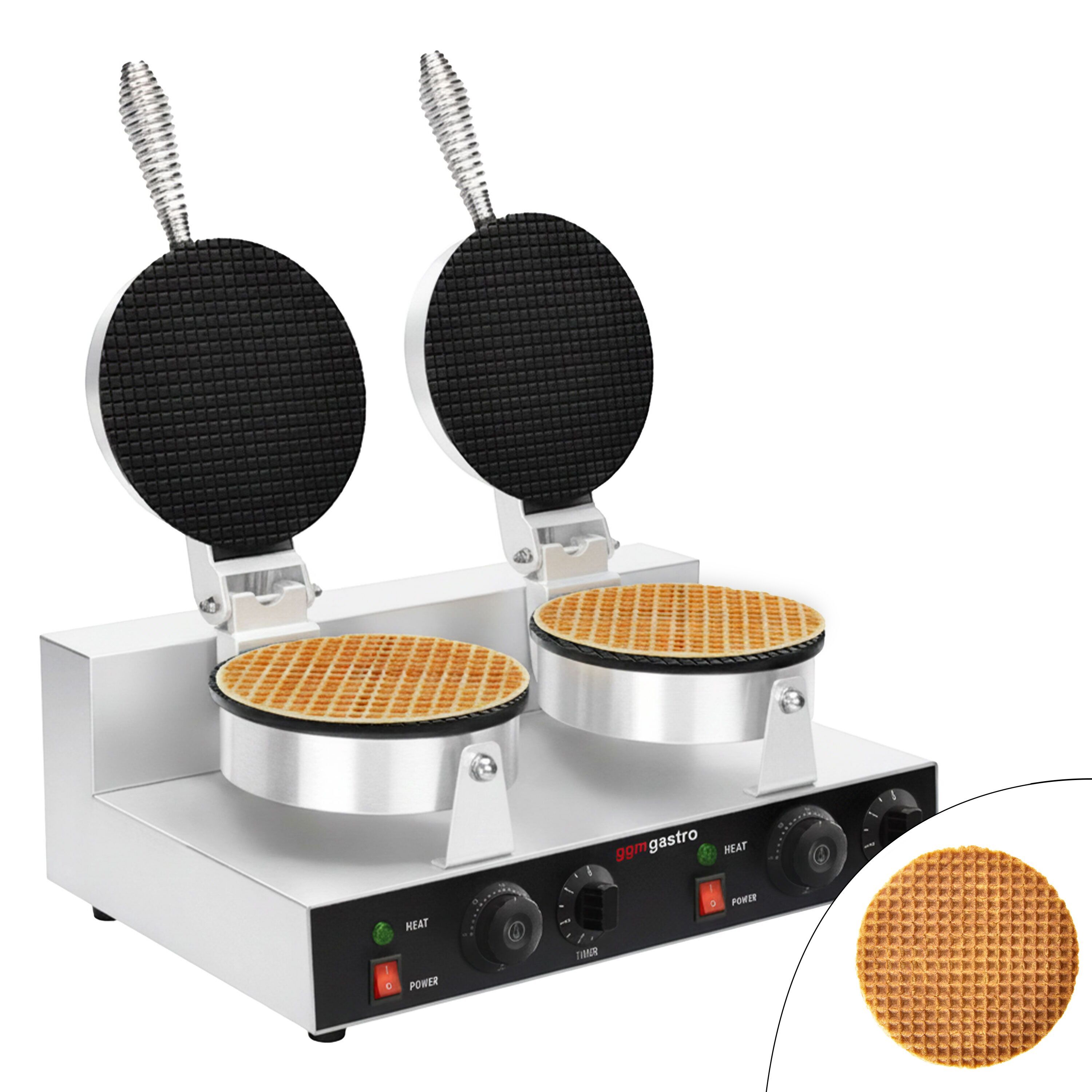Gaufrier – double – manuel – 2,6 kW – pour cornets de glace – Ø 190 mm