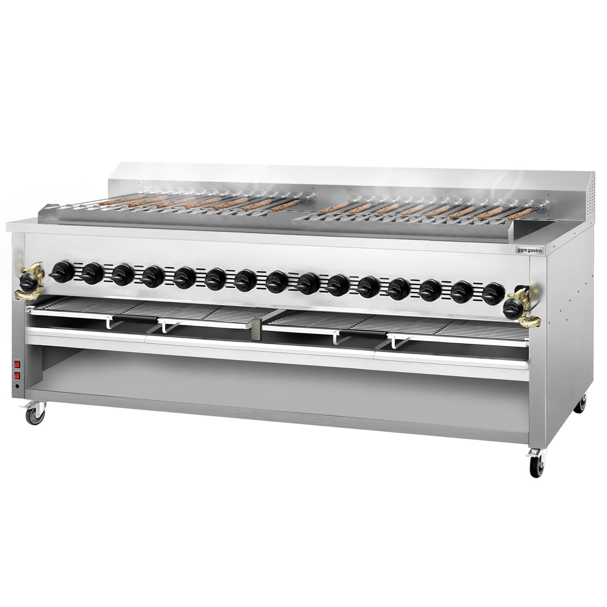 Commercial Gas Adana & Shish Kebab Skewer Grill – 30 Auto‑Rotate Skewers - 15 Burners - 23 Included
