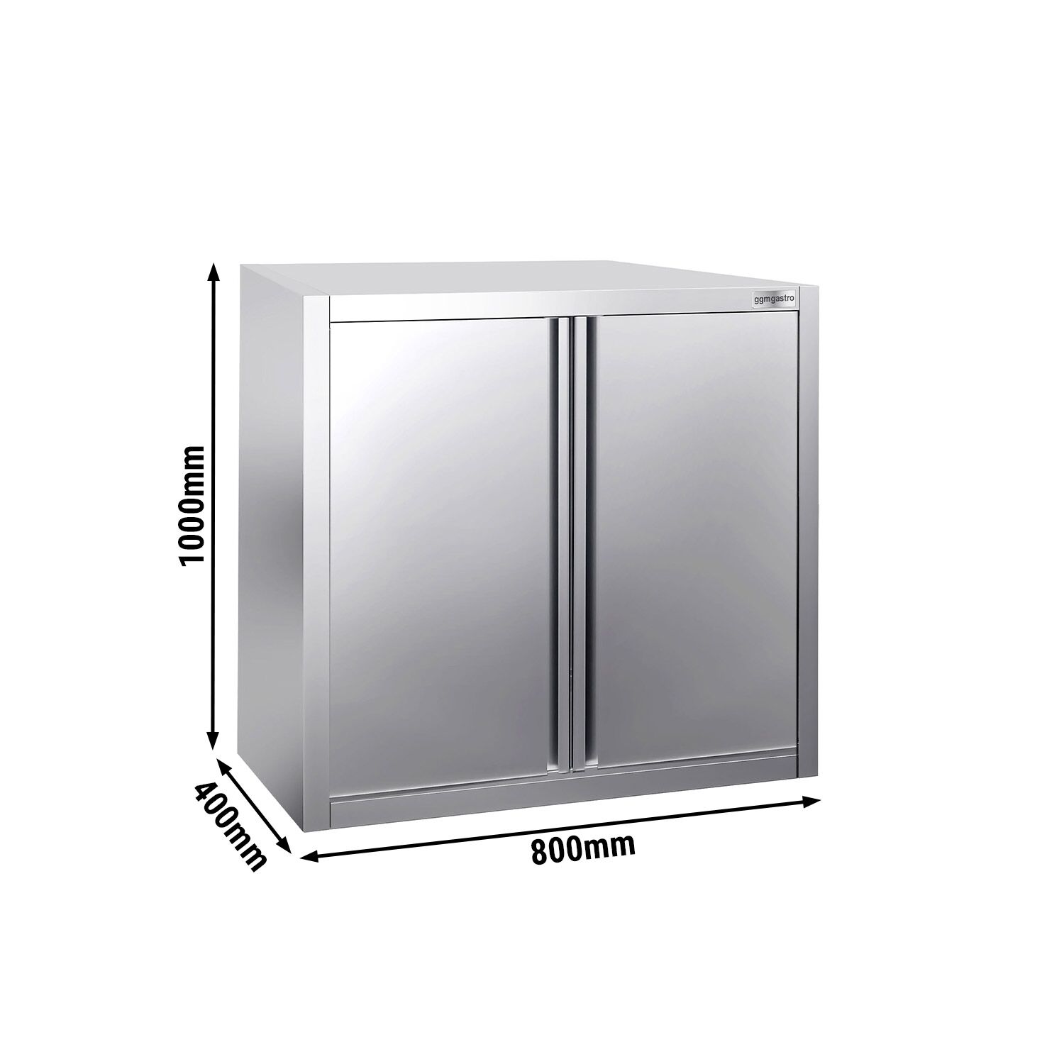 Armoire murale en acier inoxydable PREMIUM - 800x400mm - avec portes coulissantes - 1000mm de haut