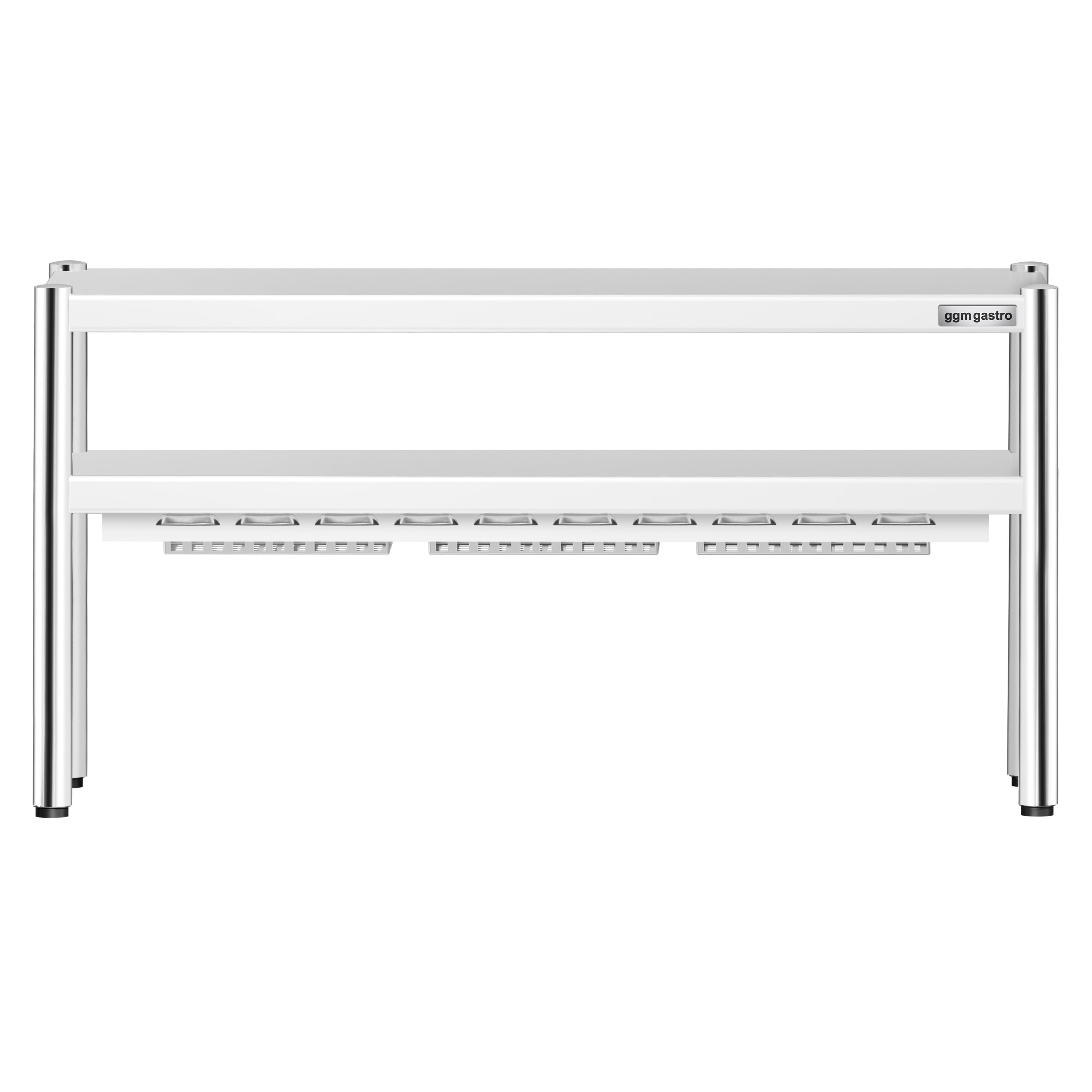 Pont chauffant PREMIUM infrarouge à résistances céramiques - 1200x370mm - 1,05kW - 2 étages chauffants, 1 étagère - réglable en hauteur
