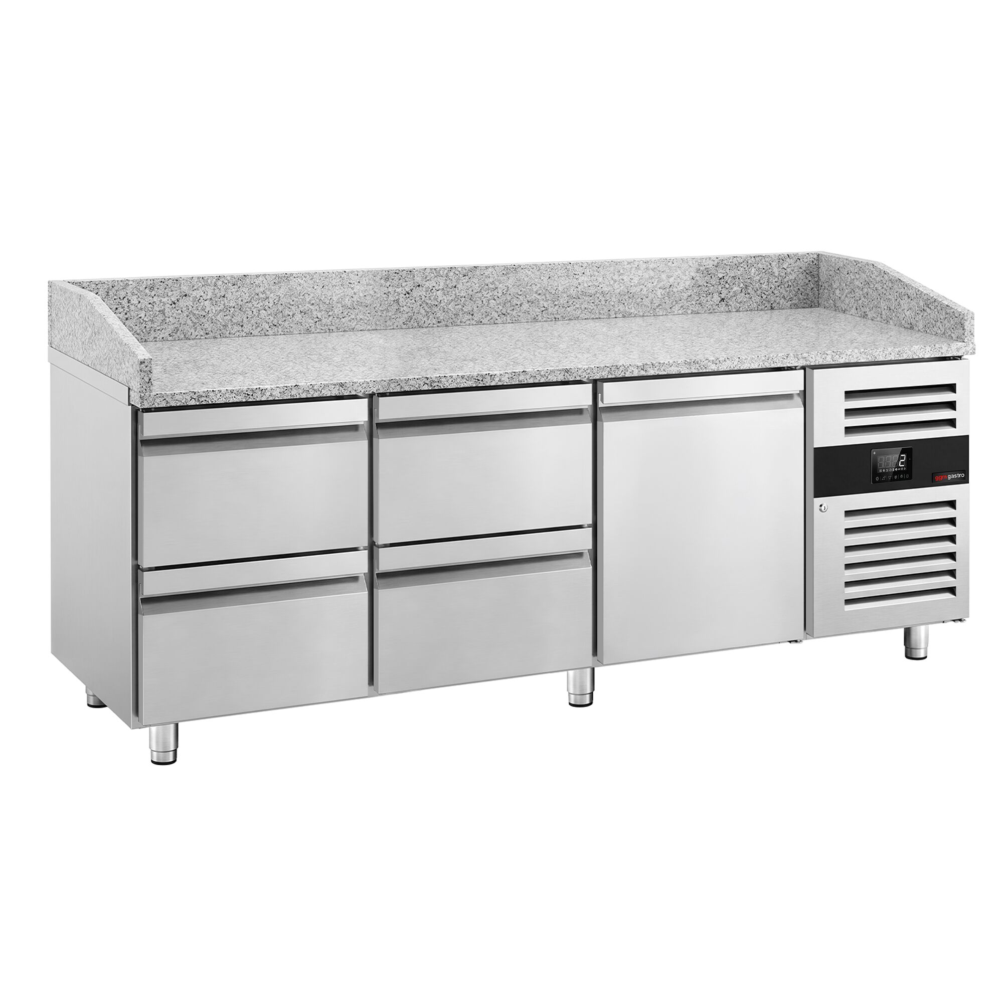 ECO pizza-hűtőpult – 2000x800 mm – 1 ajtóval és 4 fiókkal