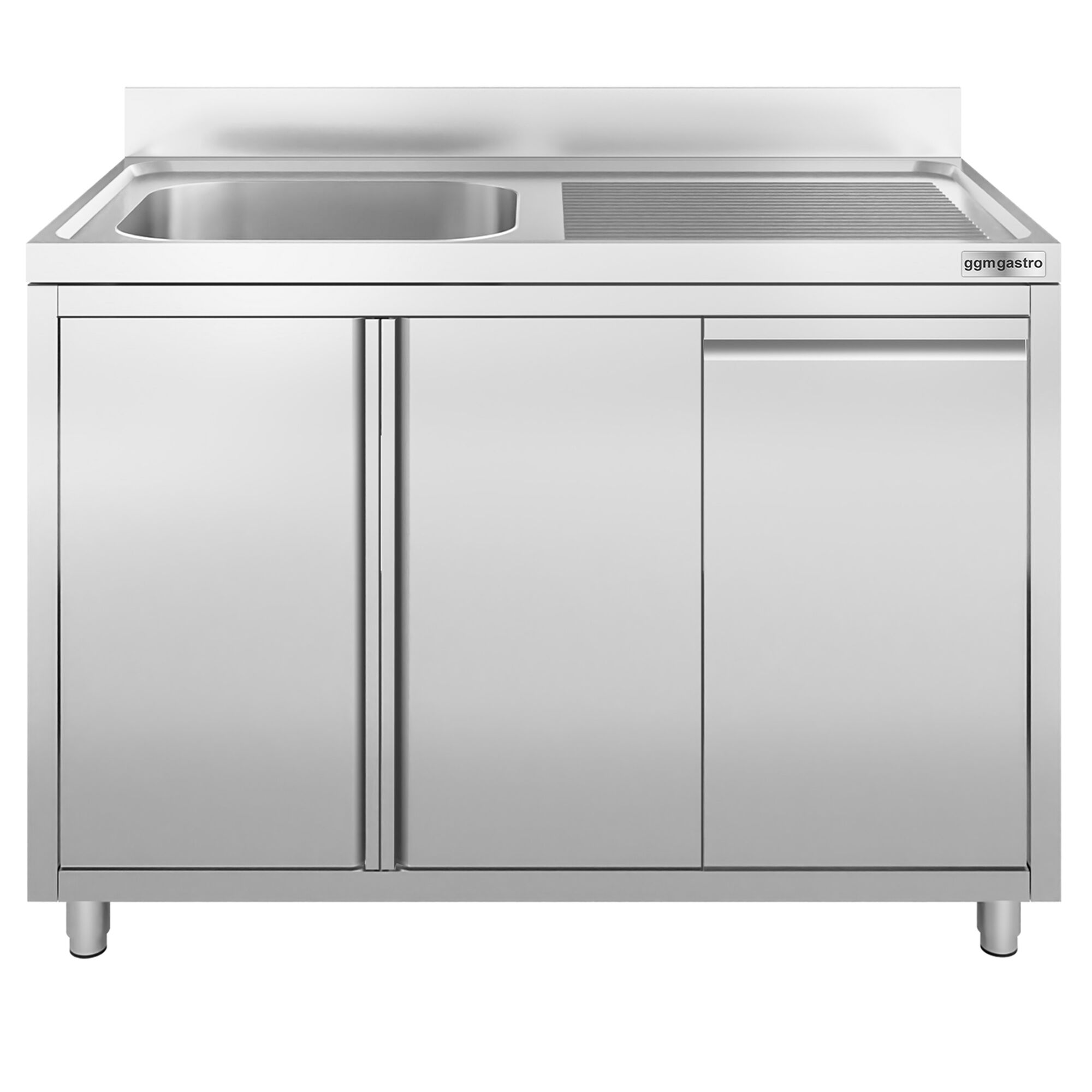 Commercial Sink Cabinet - Stainless Steel - 1200x700 -   Waste Bin - 1 Bowl Left