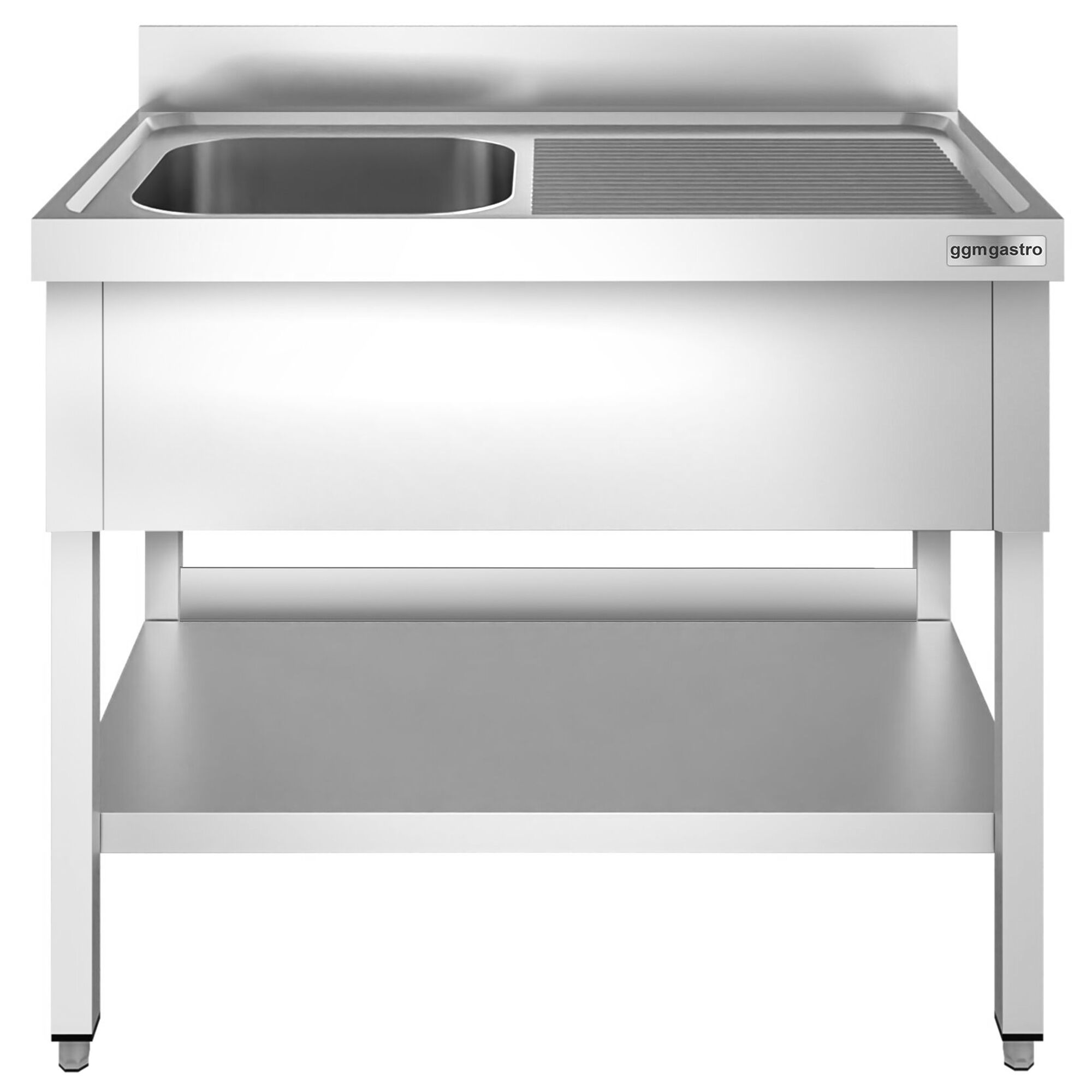 Plonge en inox PREMIUM - 1200x600mm - avec étagère basse - 1 bac à gauche