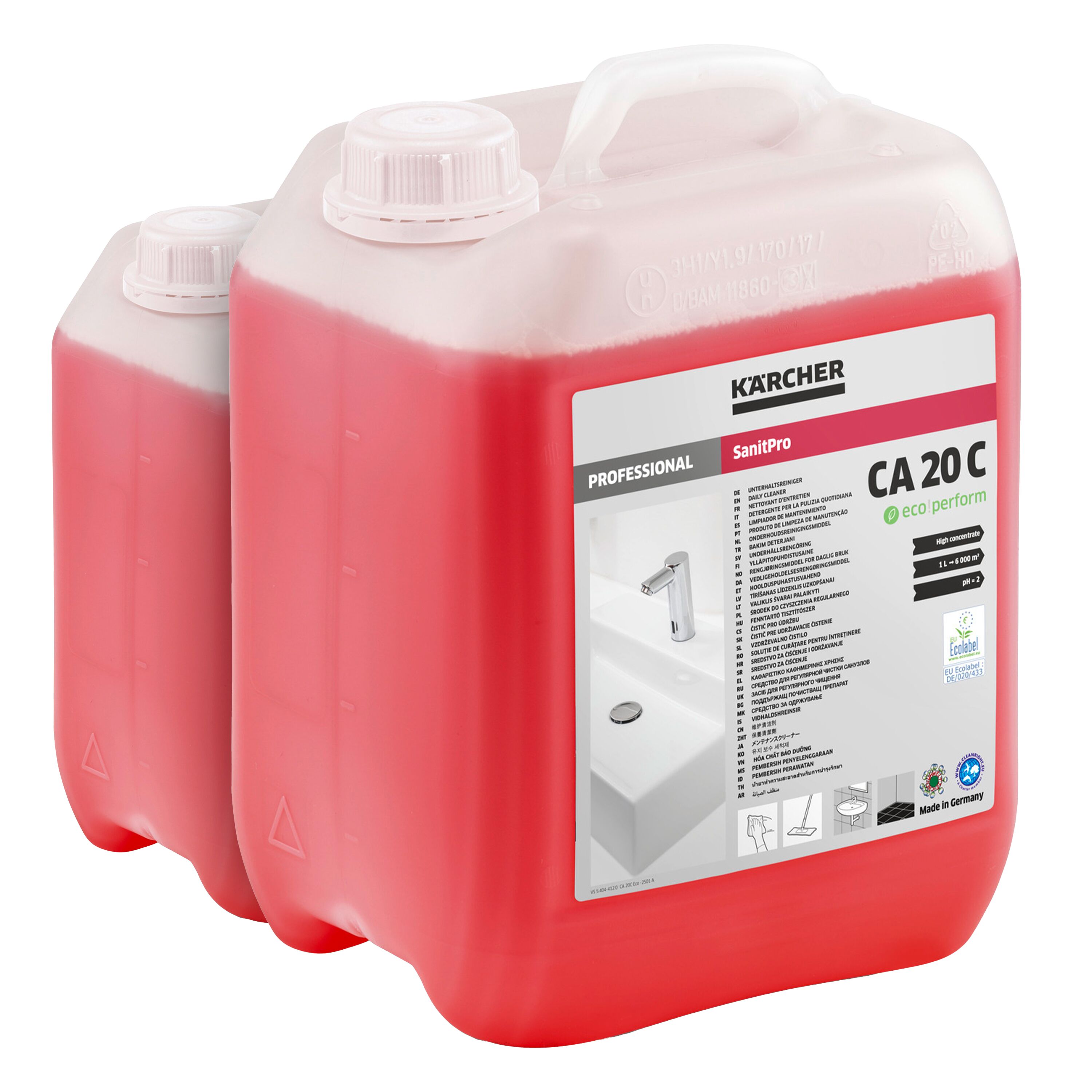 (2 pièces) Kärcher | SanitPro nettoyant d'entretien CA 20 C eco!perform - 5 litres
