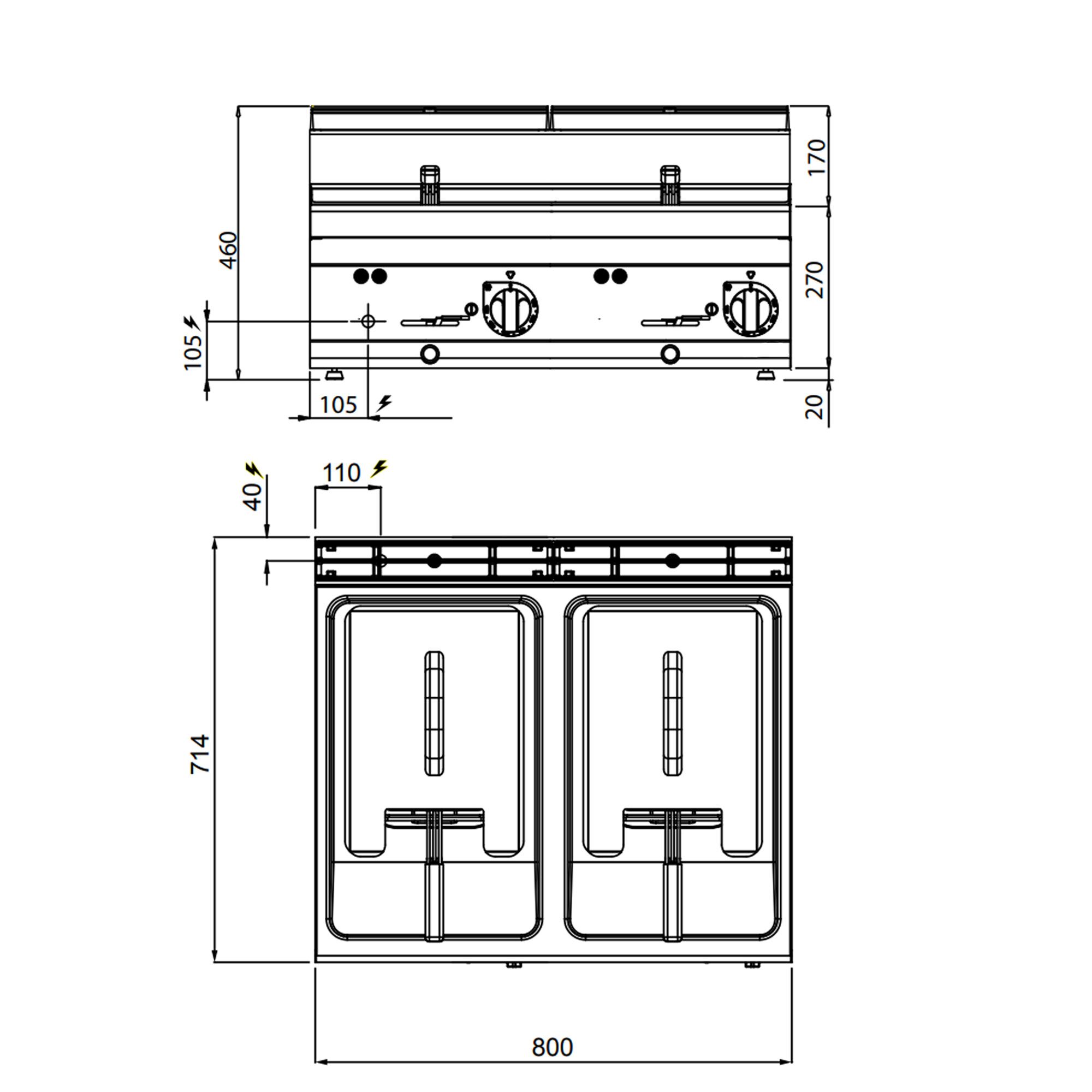 Friteuse électrique double – 10+10 litres – 12 kW