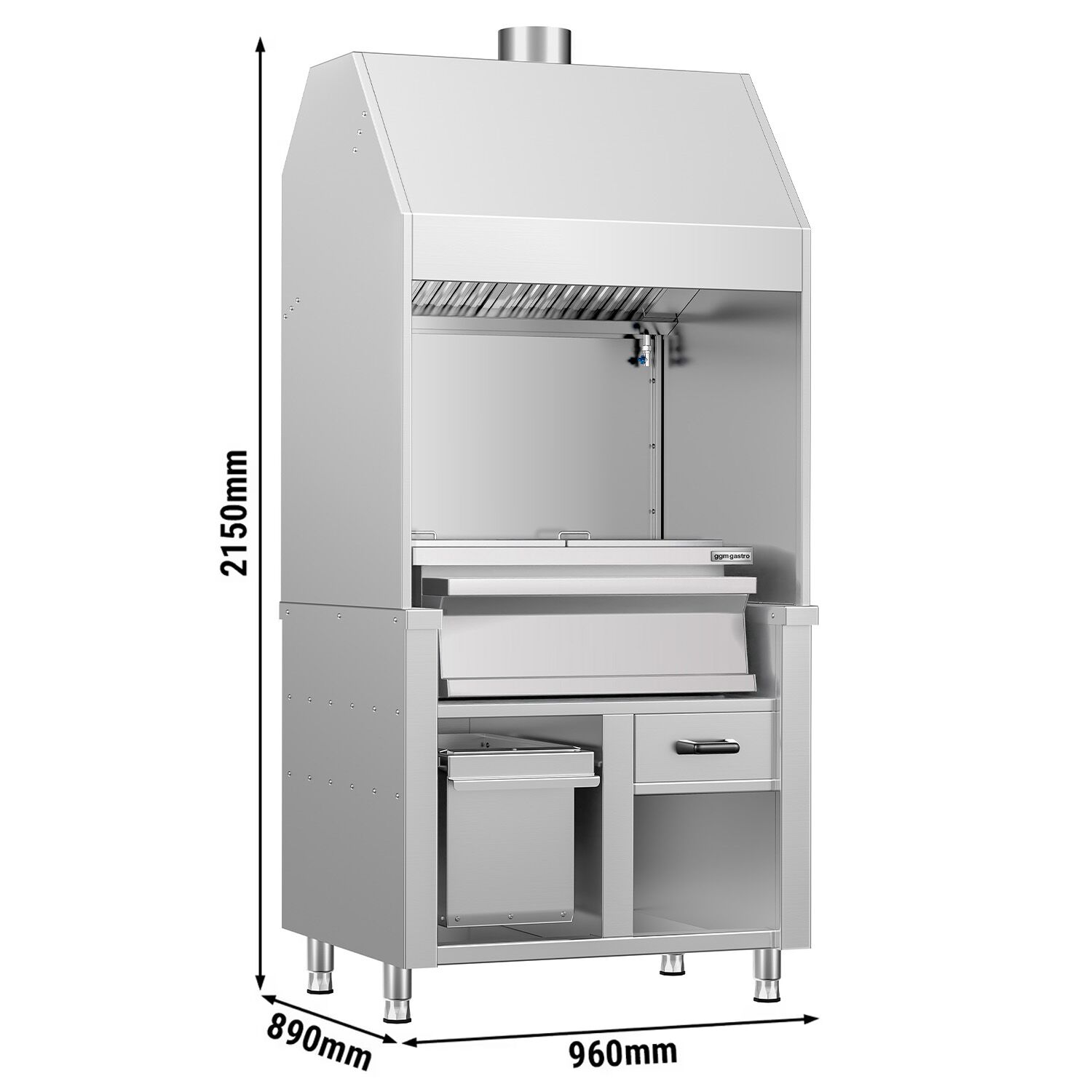 Charcoal Grill - 960mm - 2 grill grates